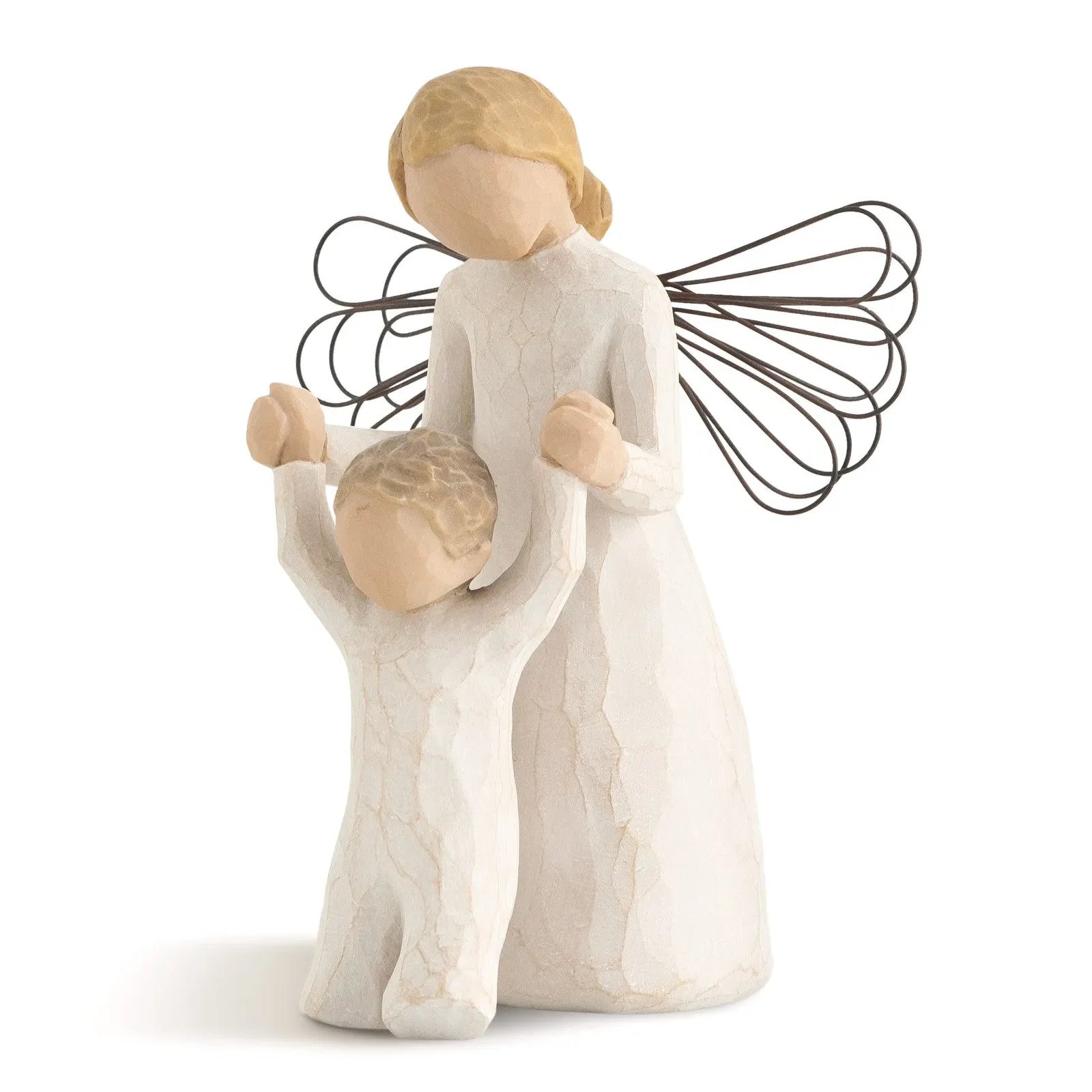Guardian Angel Figurine - White, Cast Stone