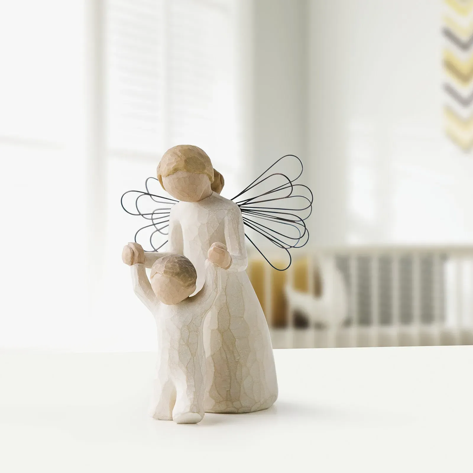 Guardian Angel Figurine - White, Cast Stone image