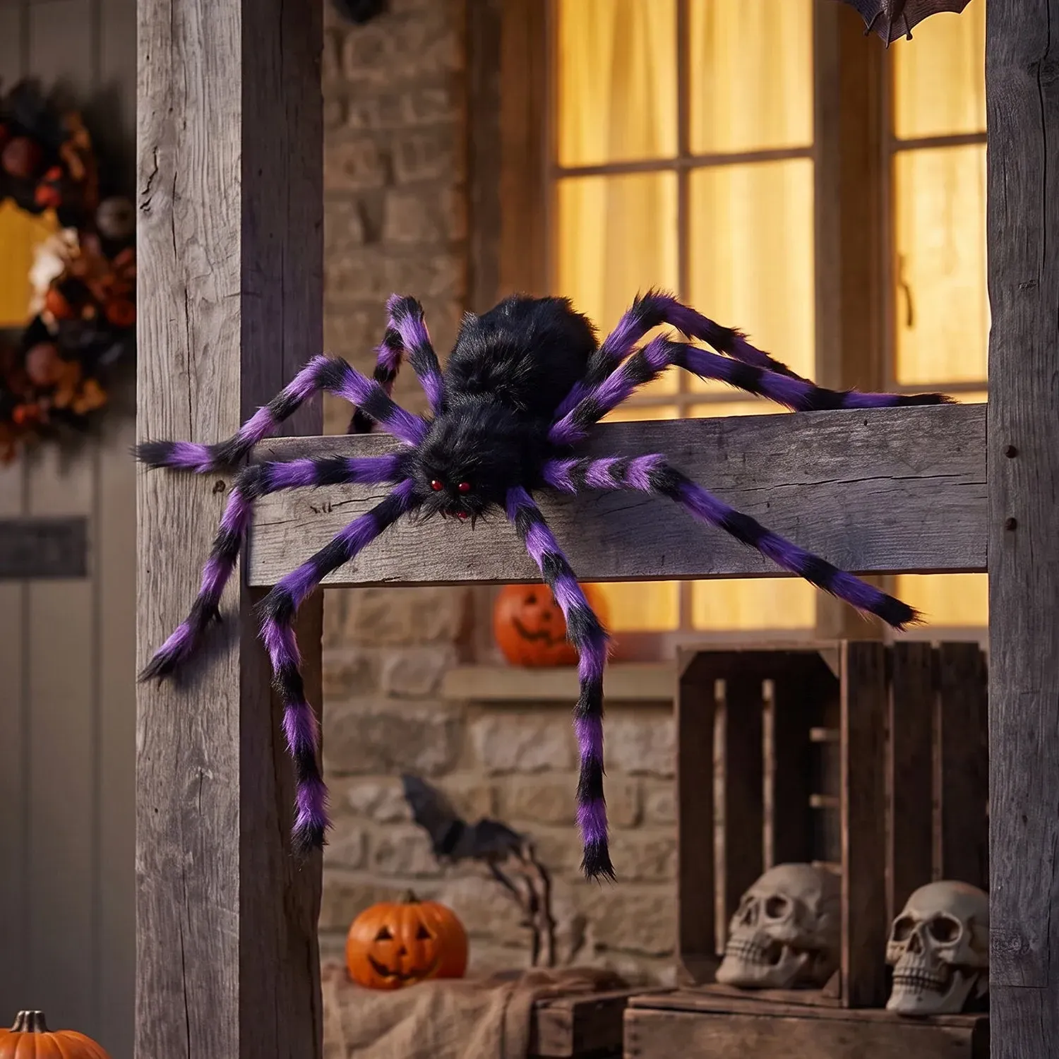 Halloween Giant Hanging Spider Decoration 125cm - Purple by Julian Charles, image 2