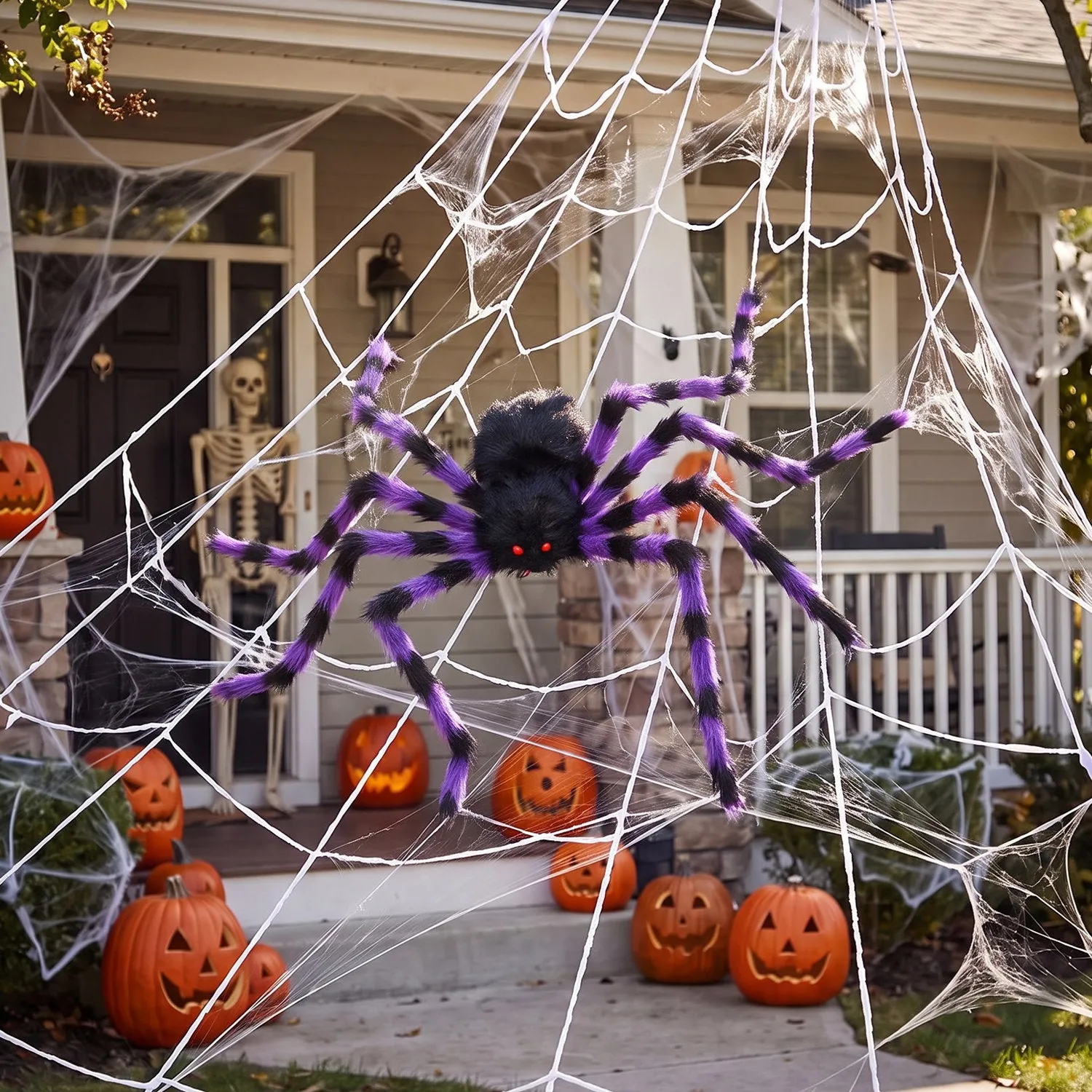 Halloween Giant Hanging Spider Decoration 125cm - Purple by Julian Charles