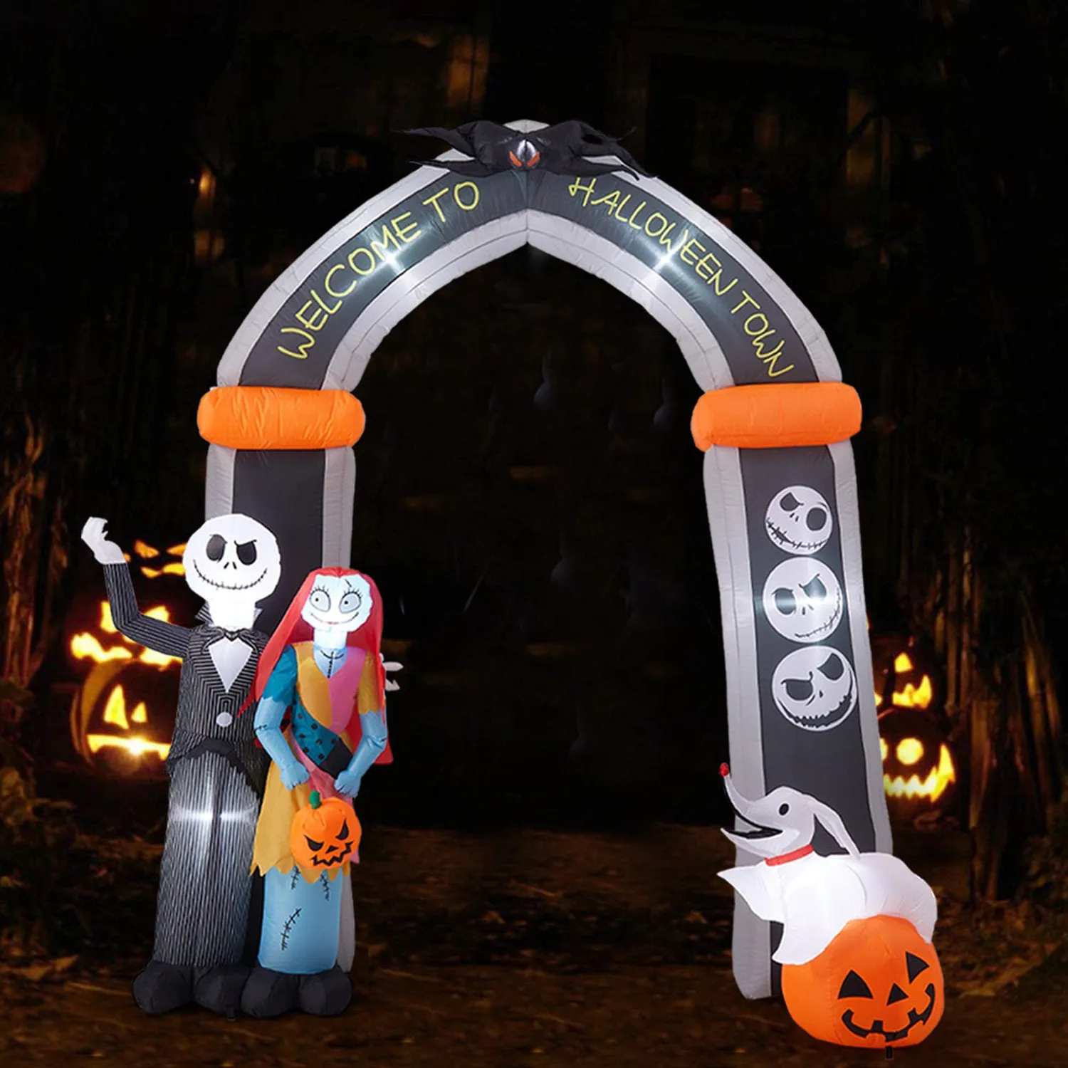 Halloween Inflatable LED Jack Skellington & Sally Arch 10ft by Julian Charles, image 2