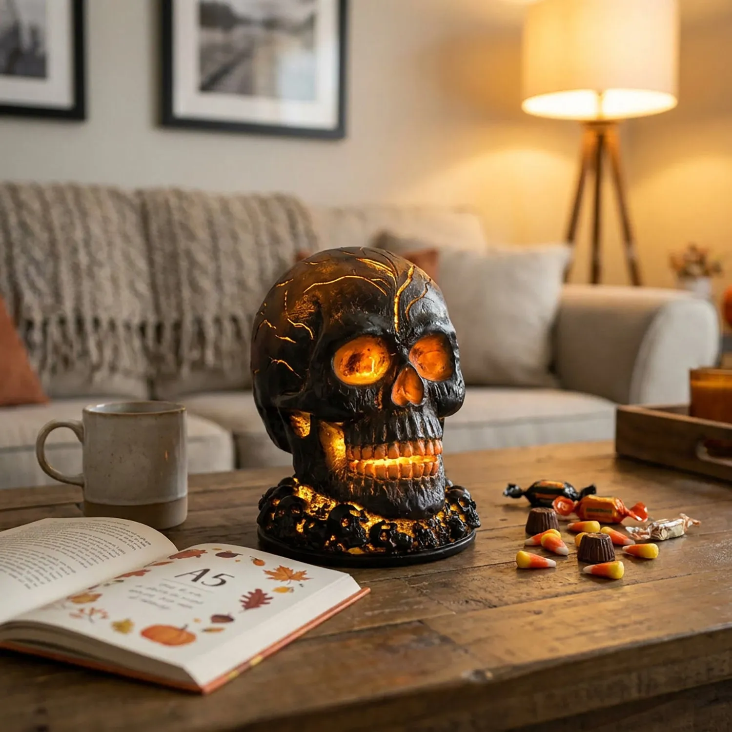 Halloween Lava Skull LED Flame Light - Black by Julian Charles, alternate view
