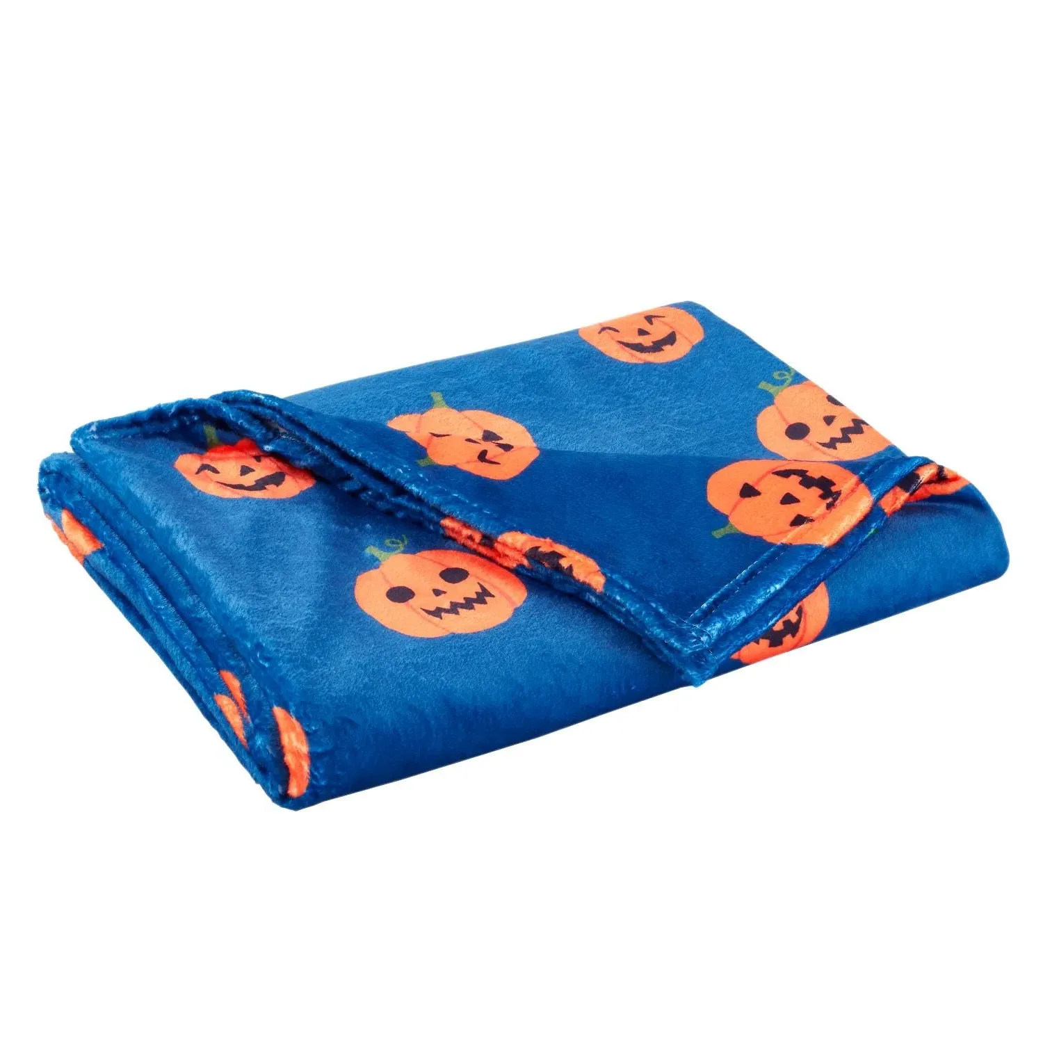Halloween Pumpkin Fleece Throw - Navy