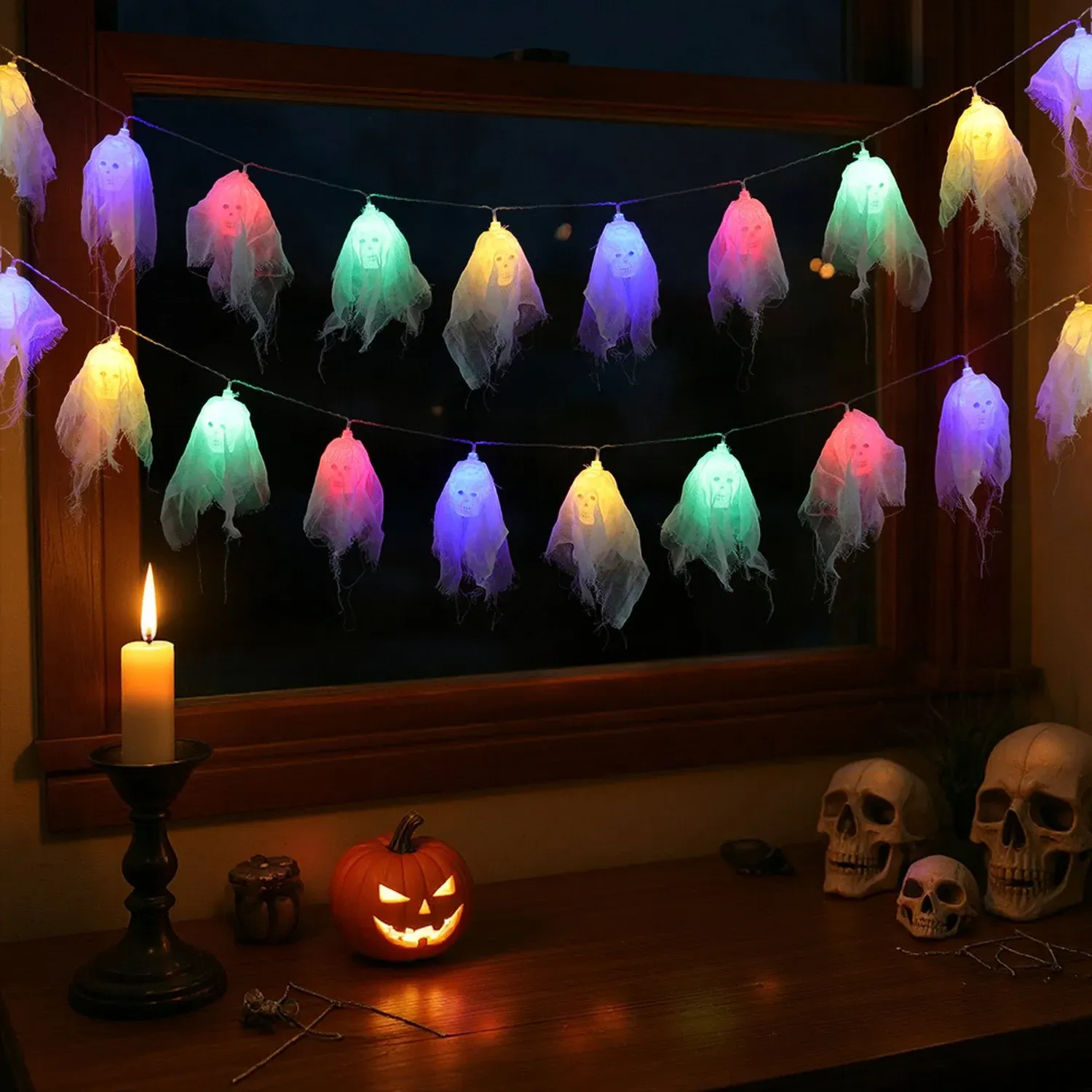 Halloween Skull 20 LED String Light - White, 3m by Julian Charles
