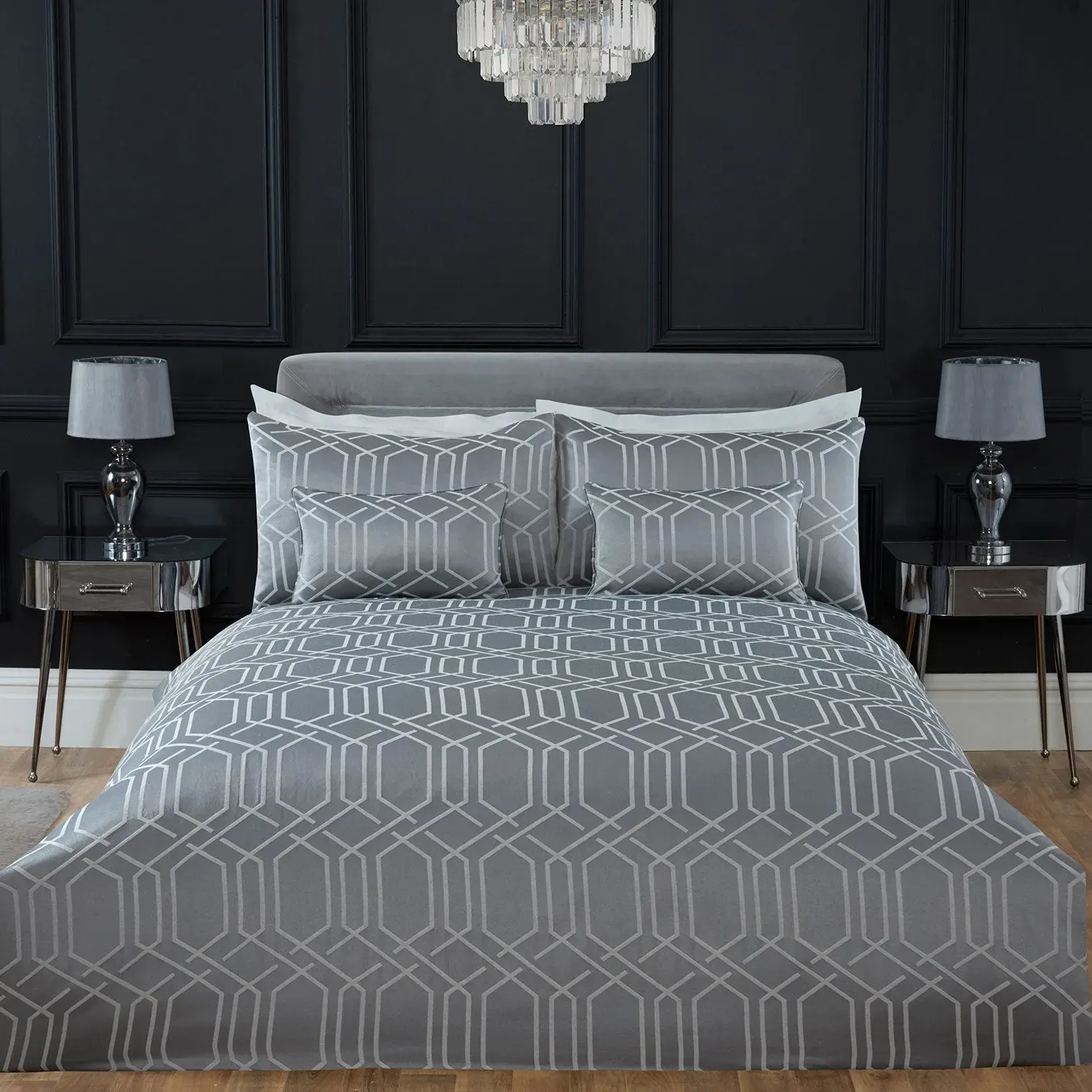 Hamilton Single Duvet Set - Silver, Jacquard Cotton product