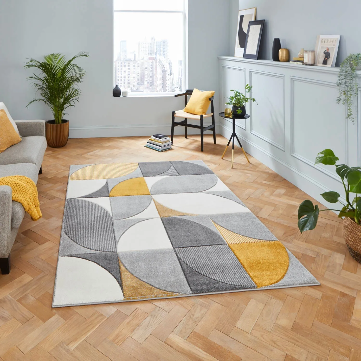 Hand-Carved Area Rug - Grey