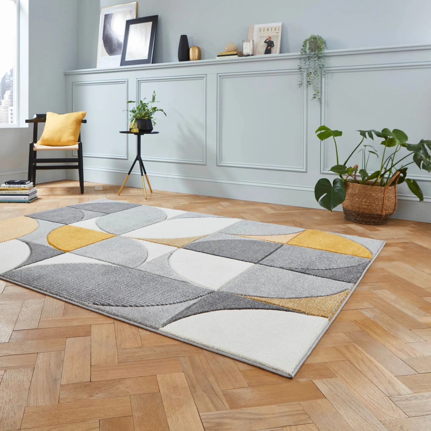 Hand-Carved Area Rug - Grey image
