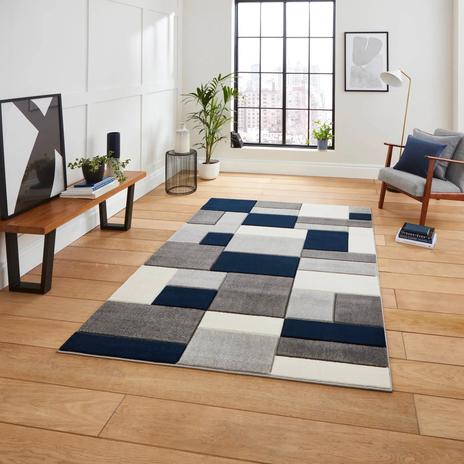 Hand-Carved Area Rug - Grey