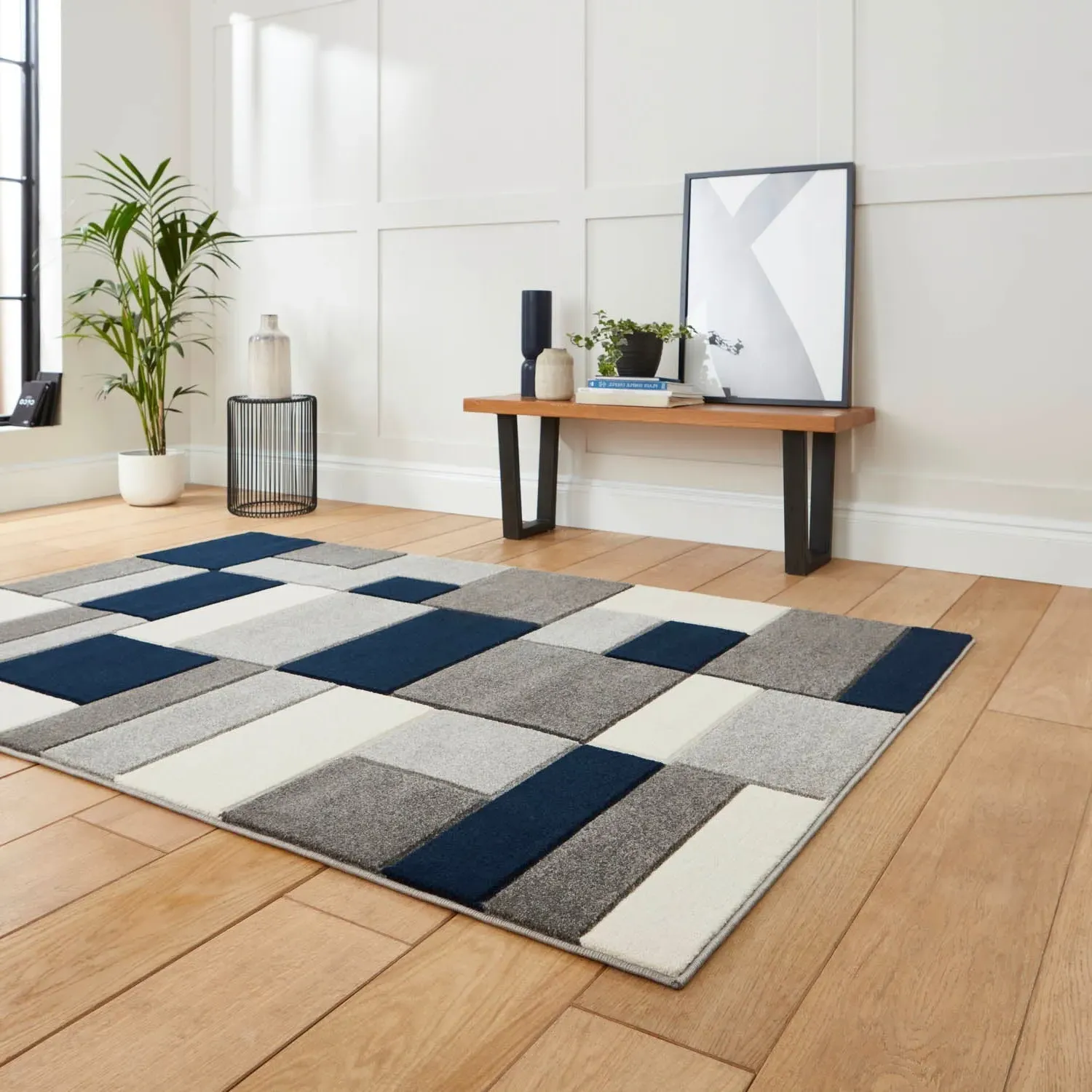 Hand-Carved Area Rug - Grey