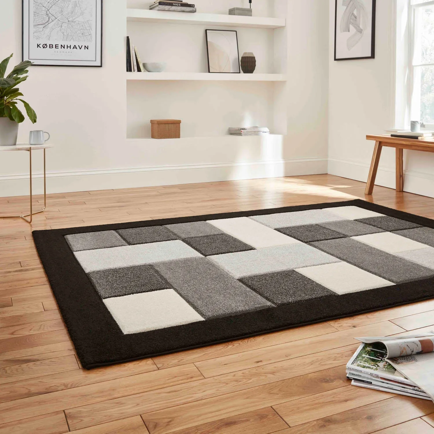 Hand-Carved Rug - Black/Grey, Polypropylene image