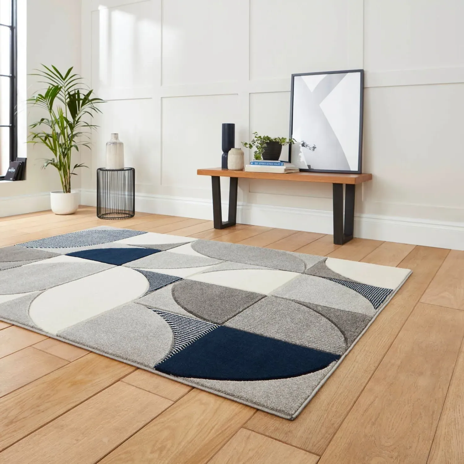 Hand-Carved Rug with Heat Set Design - Grey image