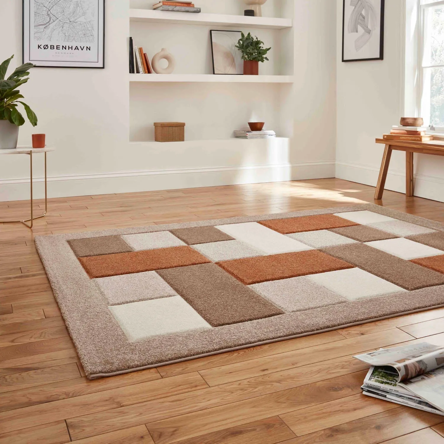 Hand-Carved Rug with Heat Set Friese - Beige image