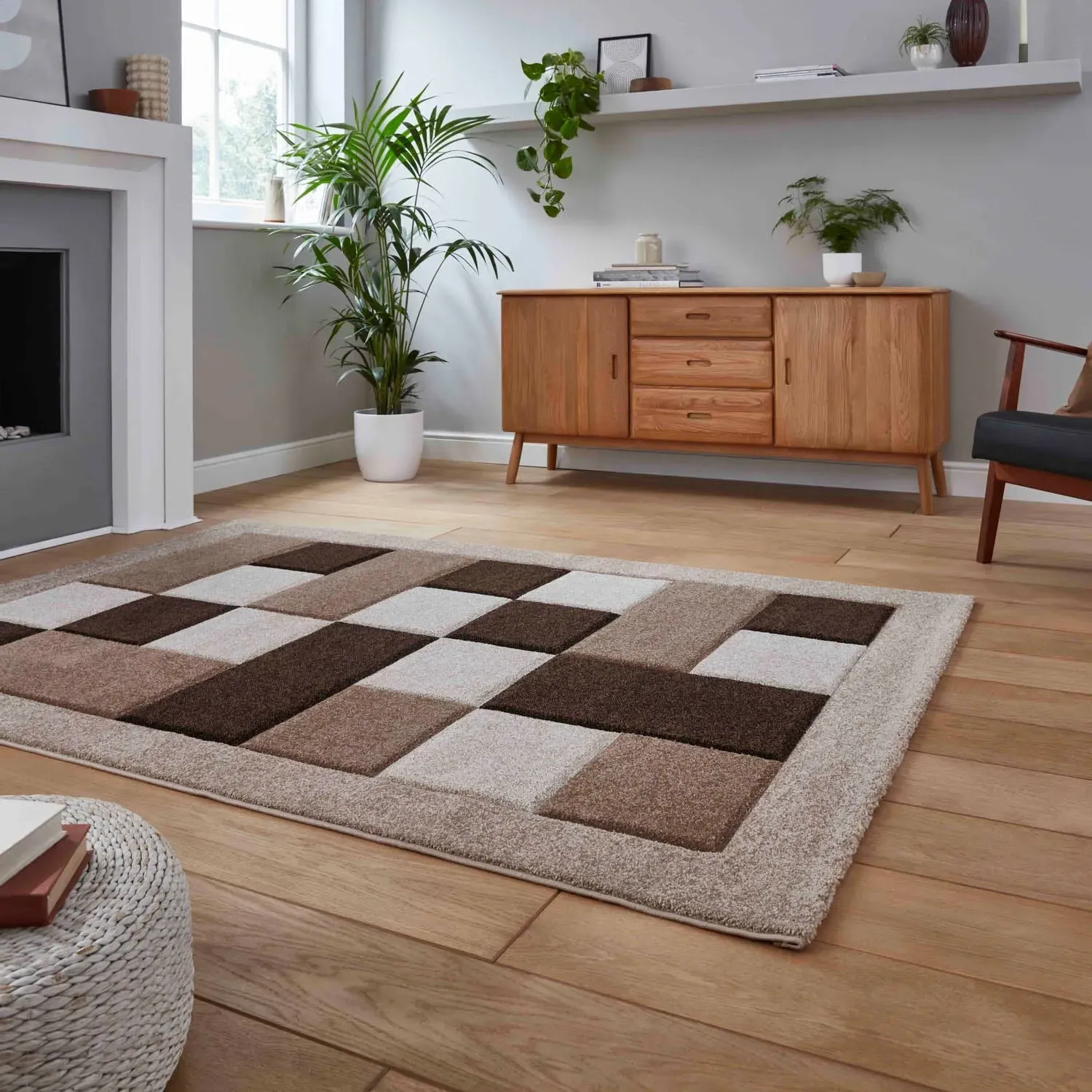 Hand-Carved Rug with Heat Set Friese - Beige image
