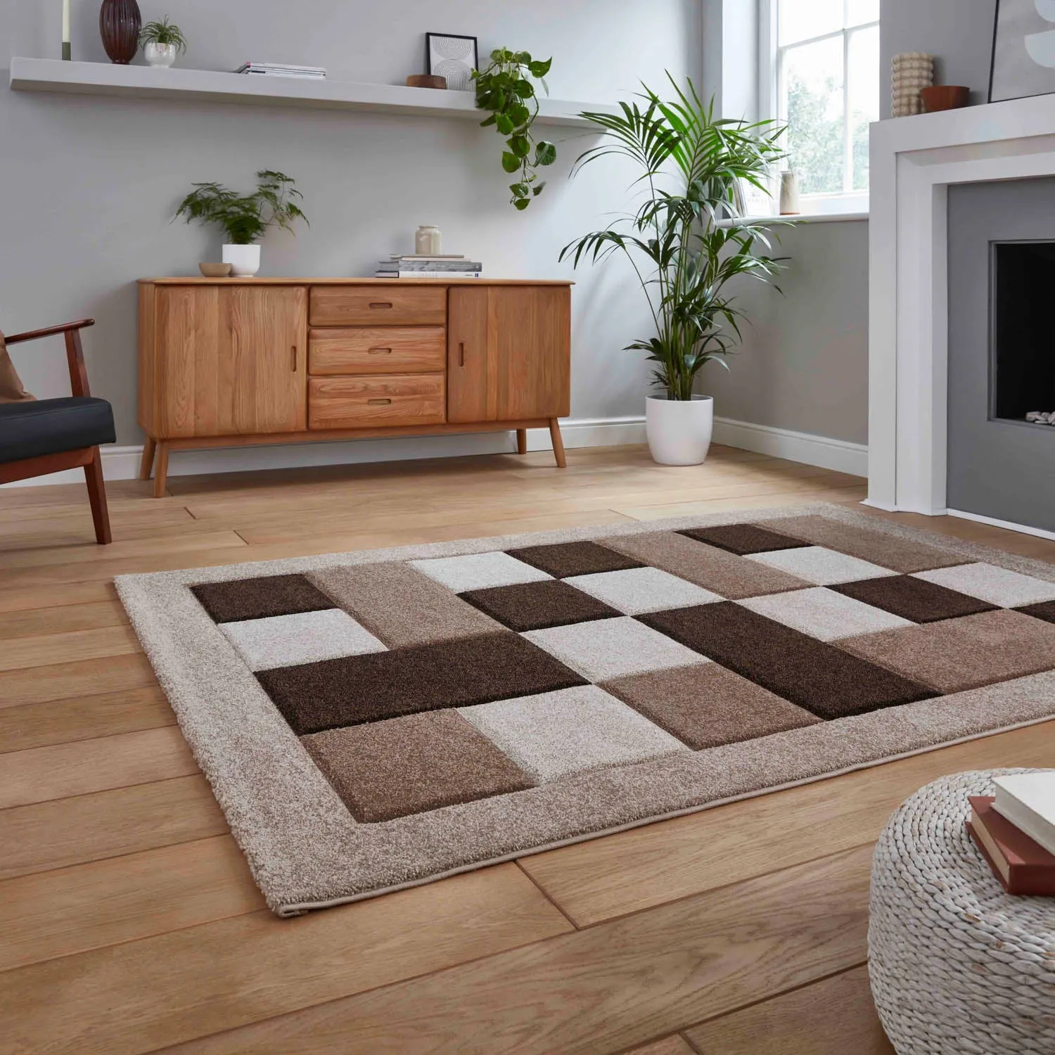 Hand-Carved Rug with Heat Set Friese - Beige image