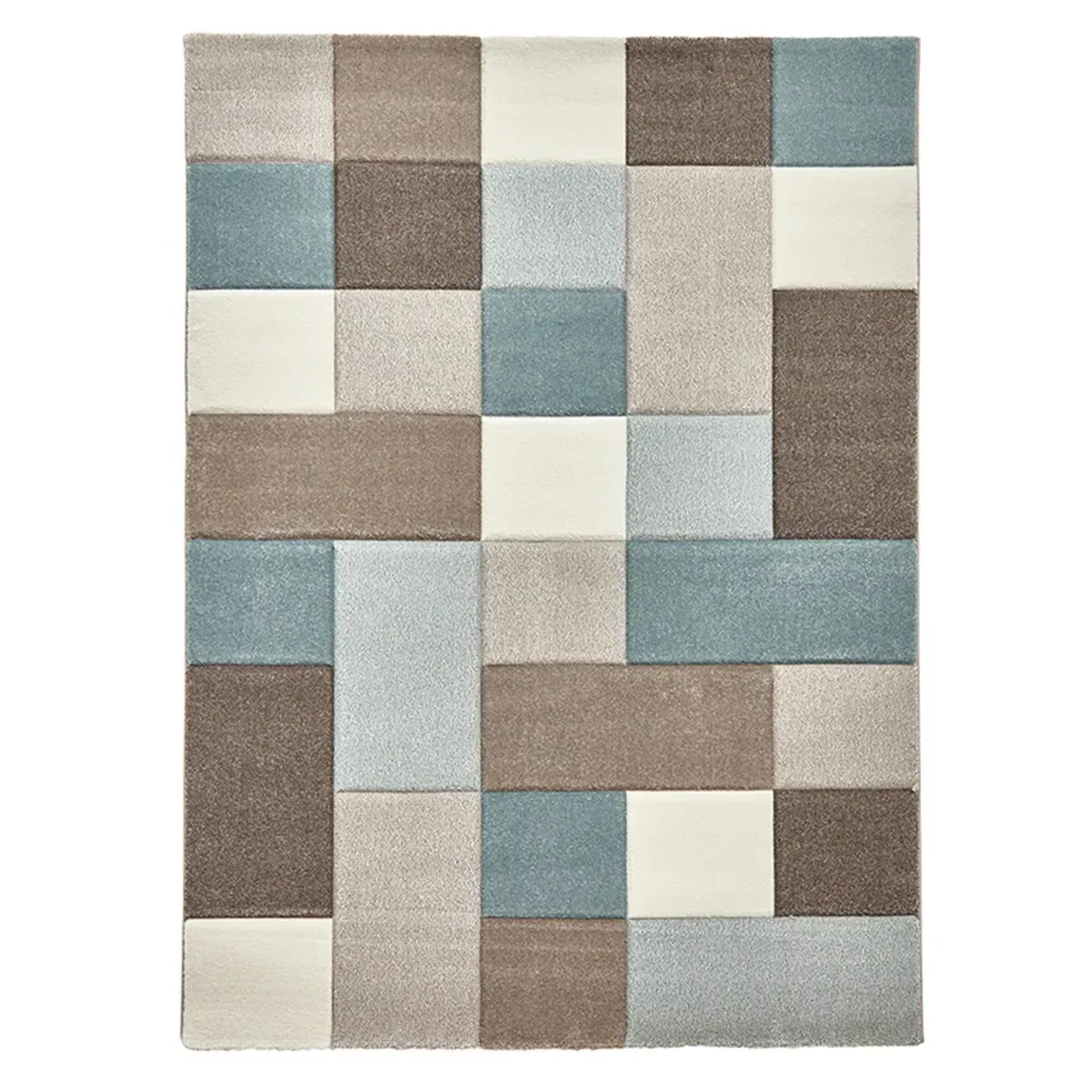 Hand Carved Rug with Heat Set Frieze - Blue image
