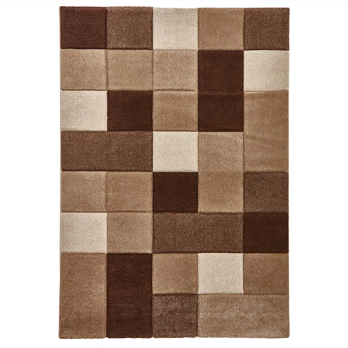 Hand Carved Rug with Heat Set Frieze - Brown