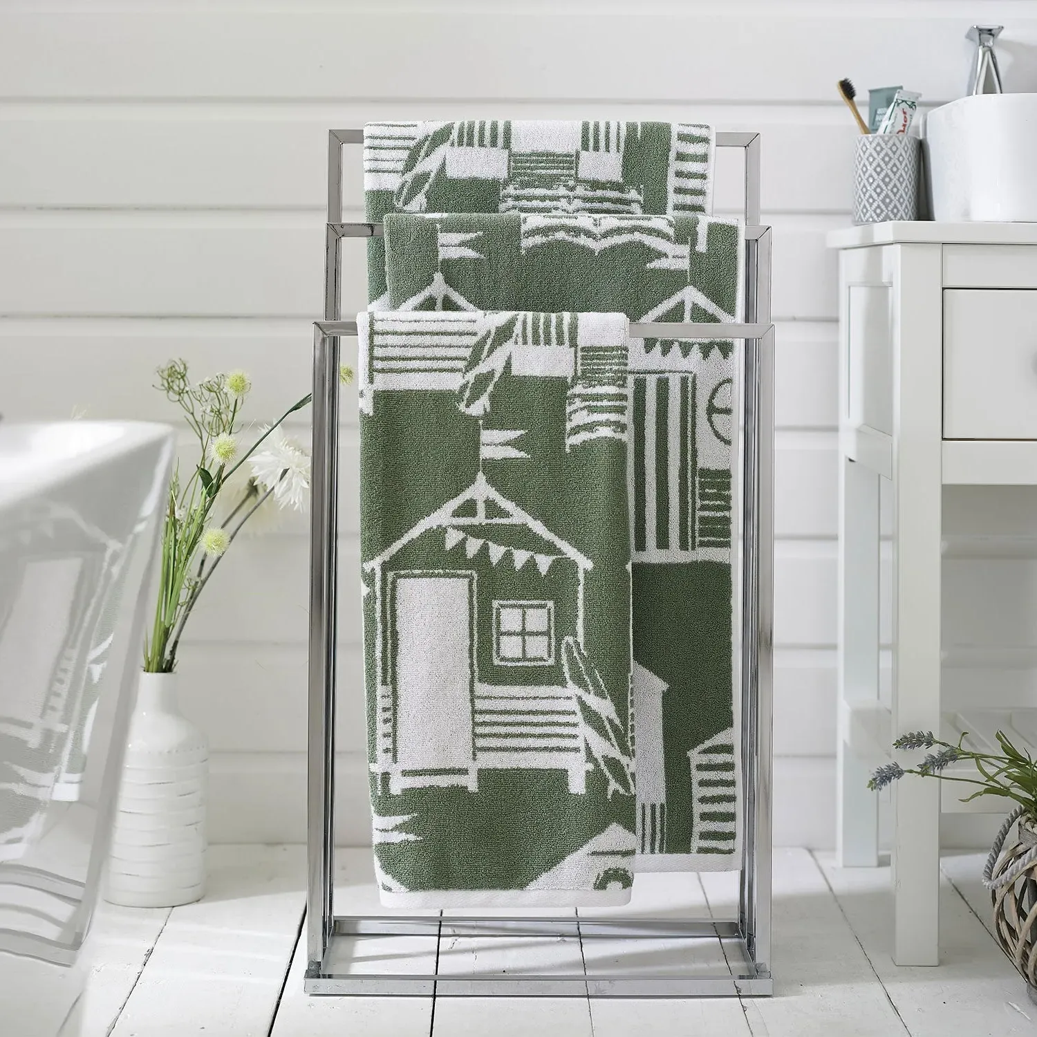Hand Towel Jacquard Weave - Green, Cotton