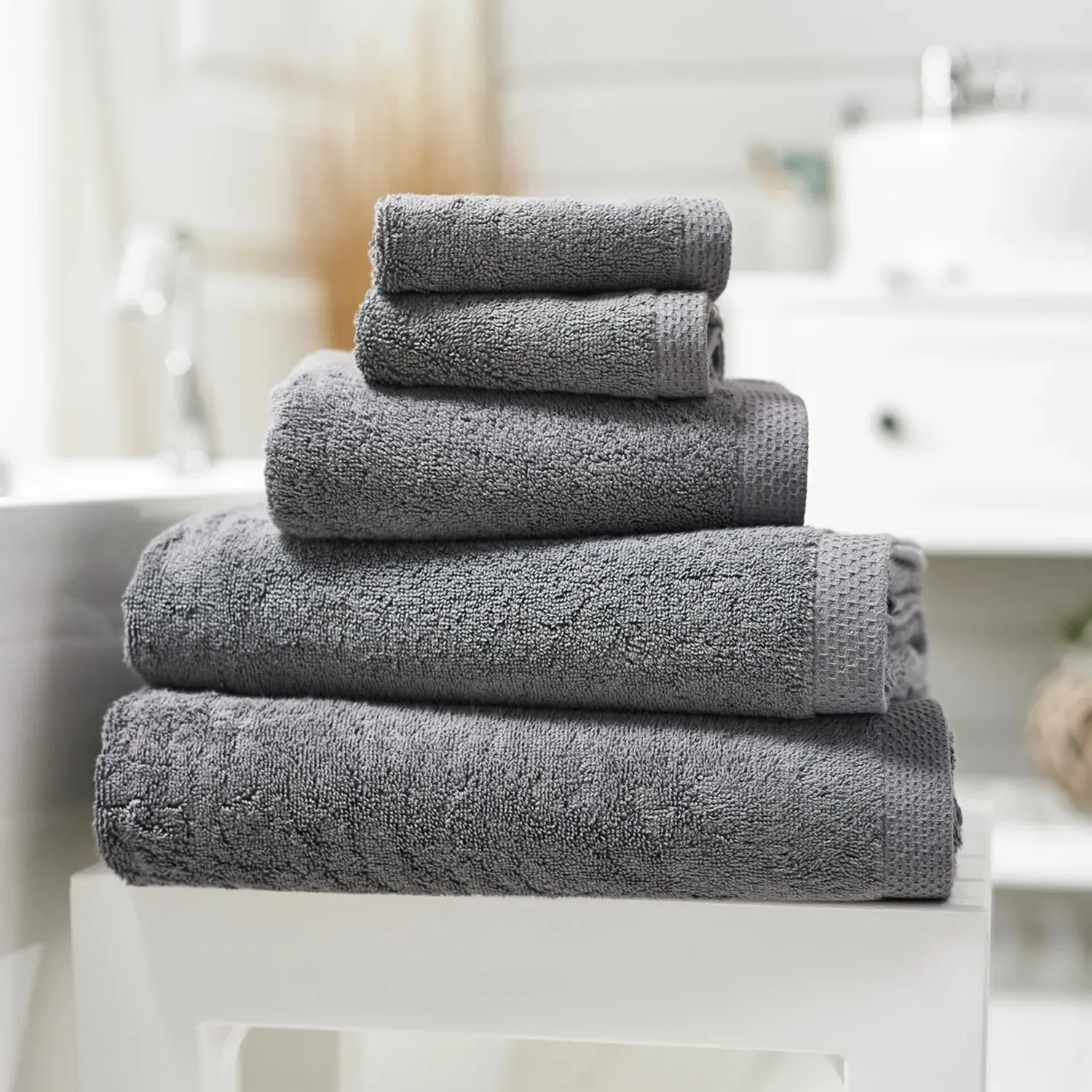 Hand Towel Low Twist - Grey, Egyptian Cotton
