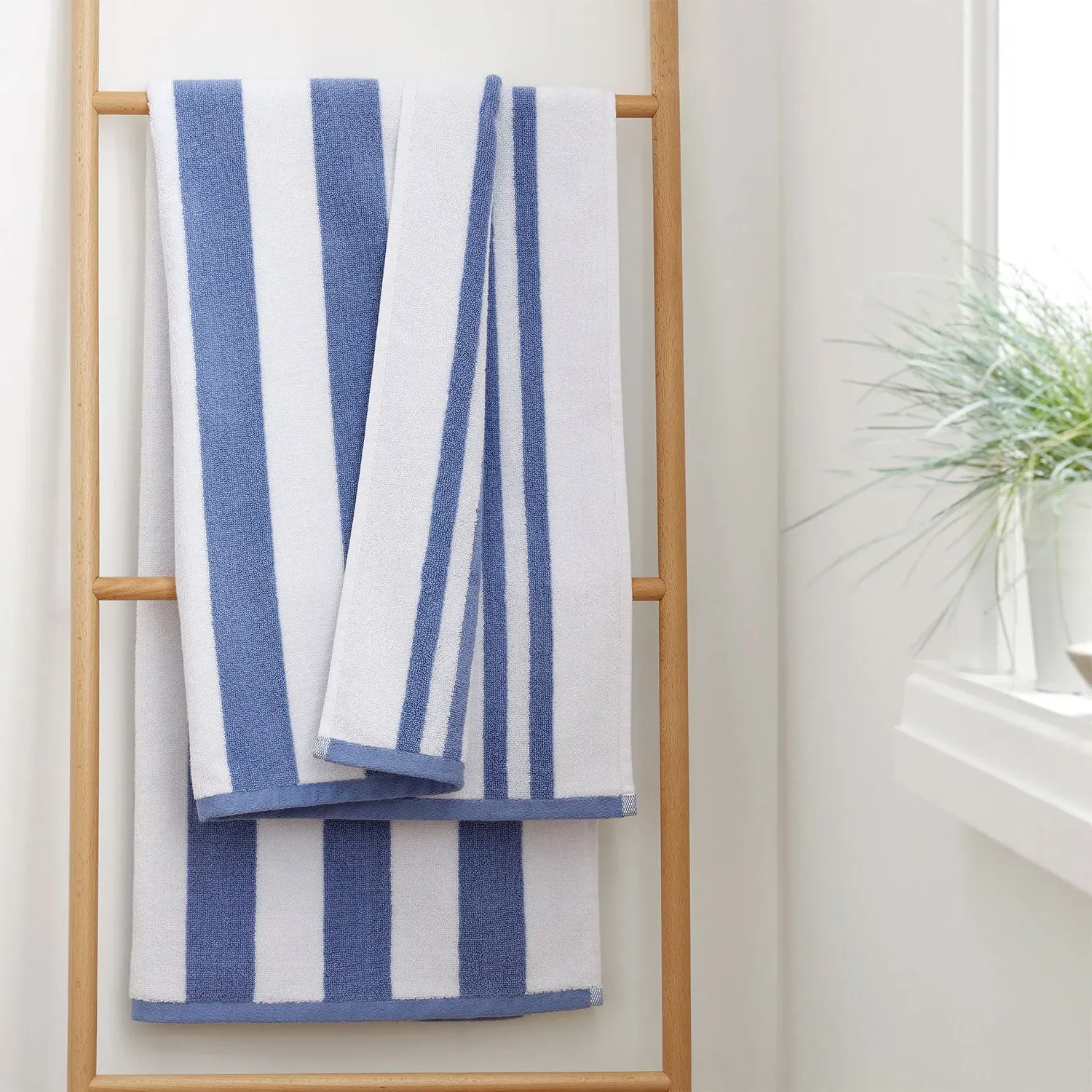 Hand Towel Reversible Stripe - Blue, Cotton