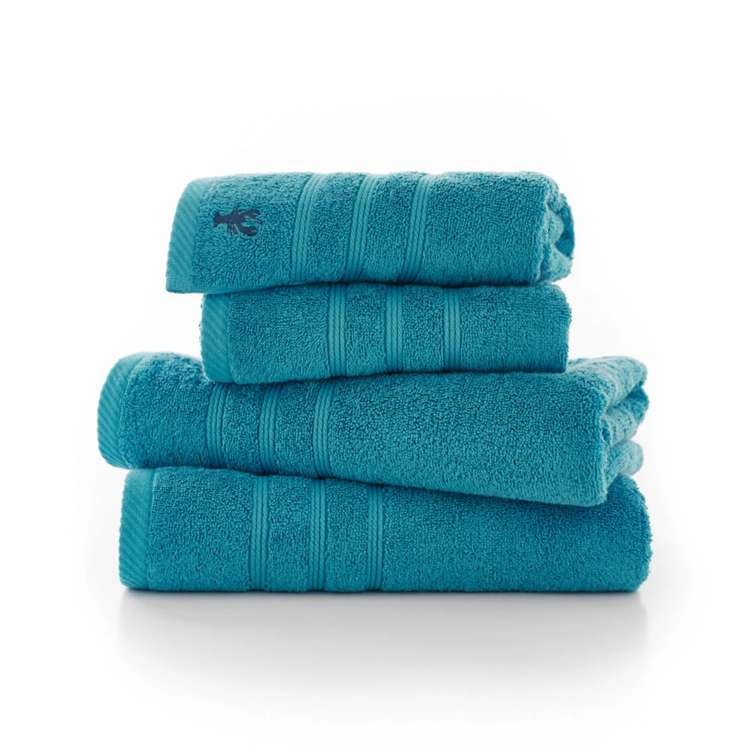 Hand Towel with Embroidered Logo - Blue, Cotton image