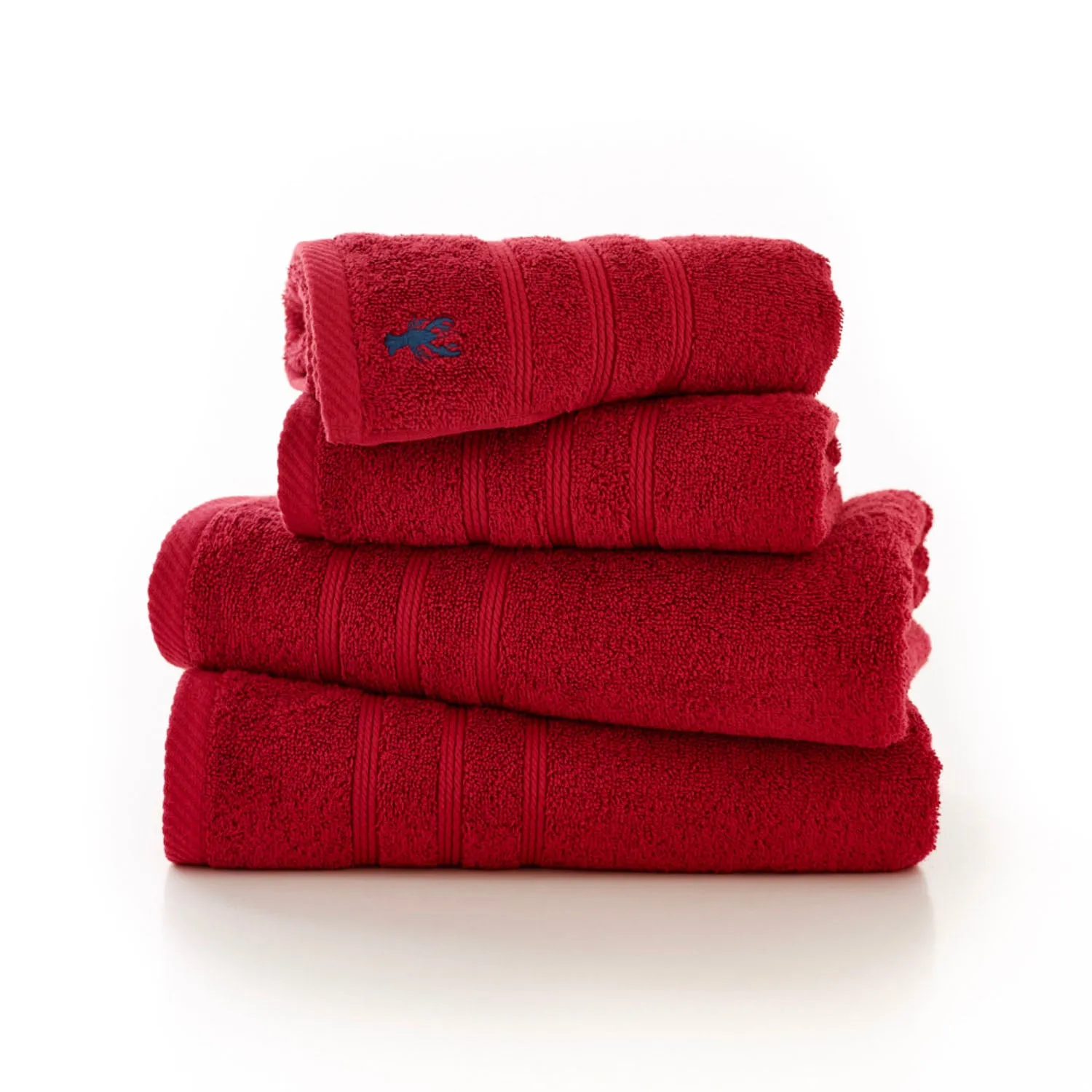 Hand Towel with Jacquard Design - Red, Cotton