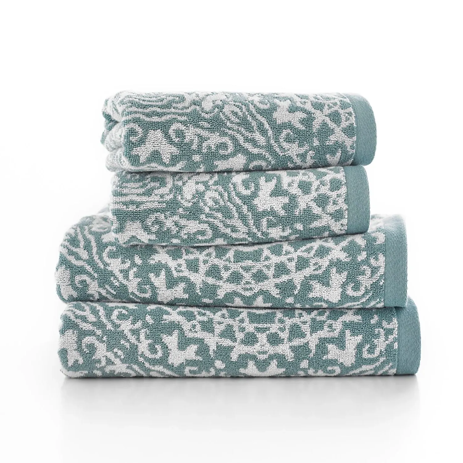 Hand Towel with Lace Design - Blue, Jacquard image