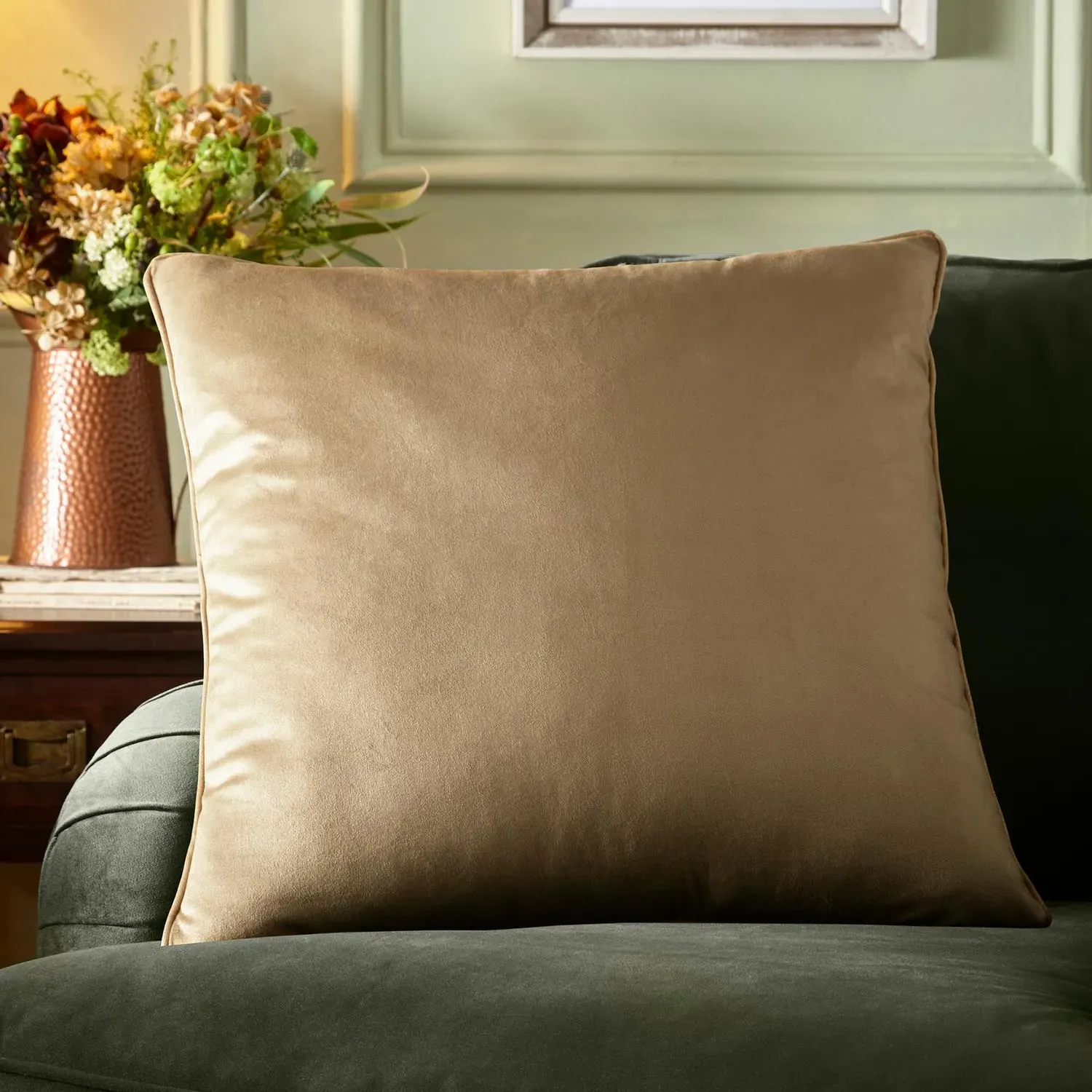 Harlan Large Cushion - Taupe, Velvet product