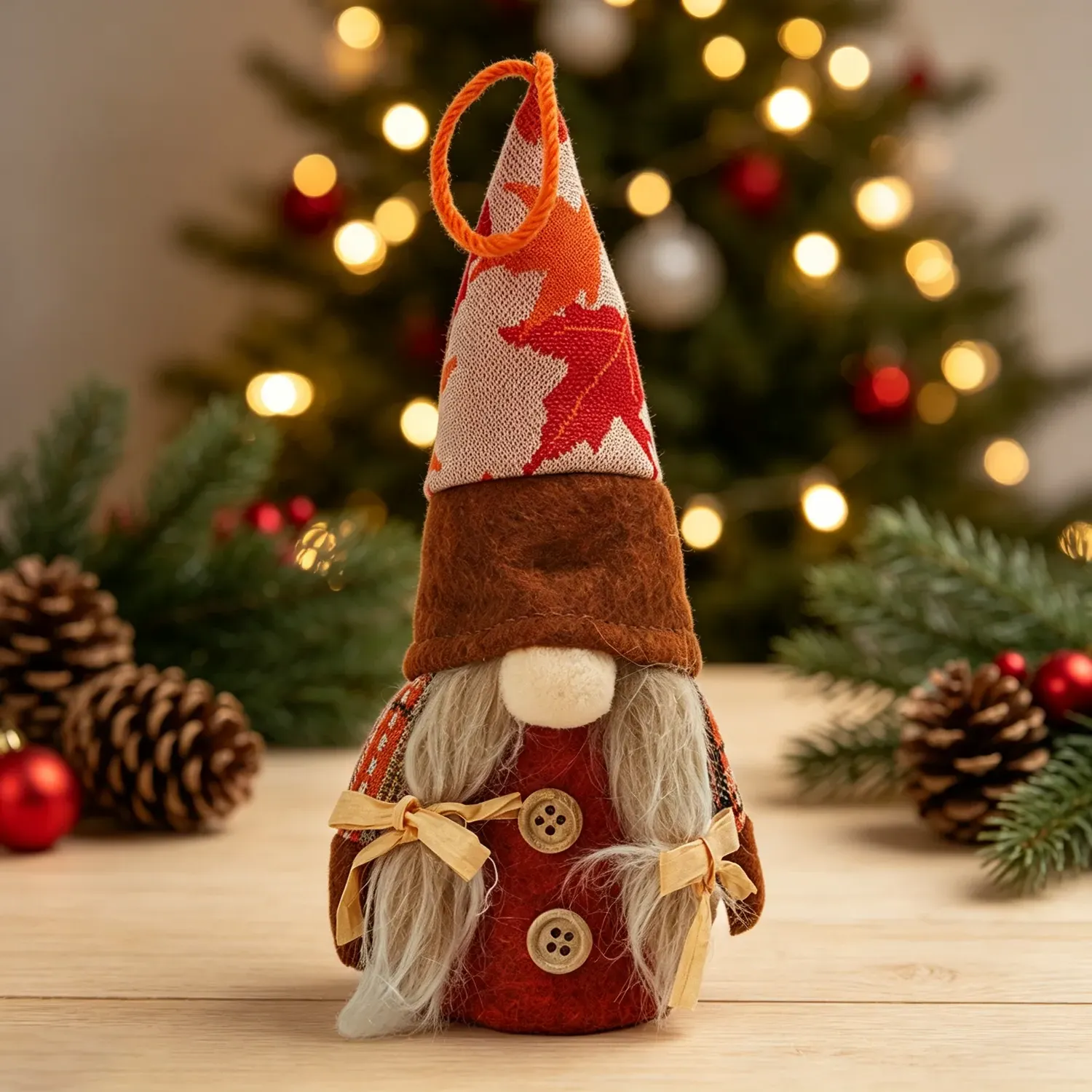 Harvest Maple LED Gnome Ornament 17cm - Orange by Julian Charles