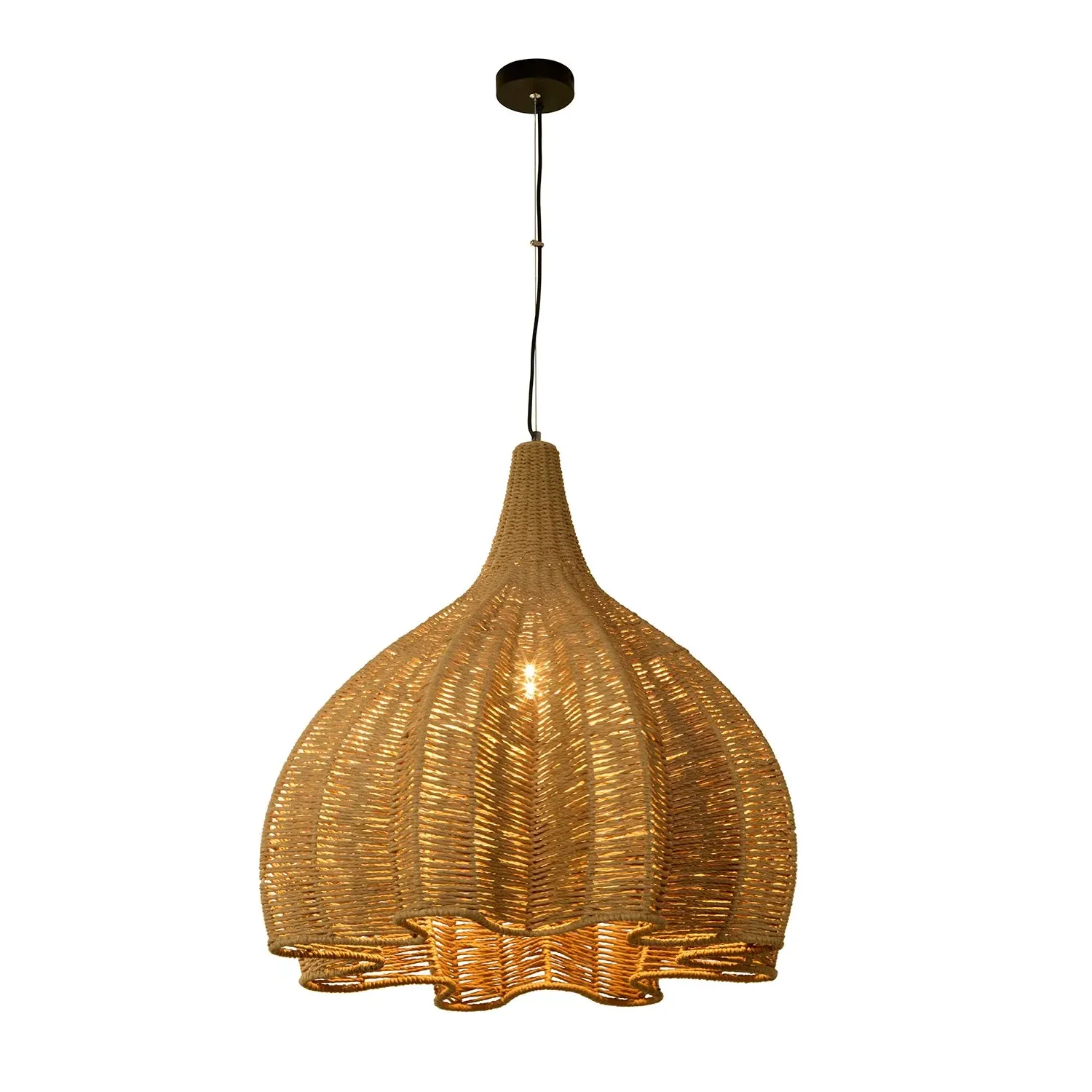 Harvest Scallop Woven Rattan Pendant Light - Natural product