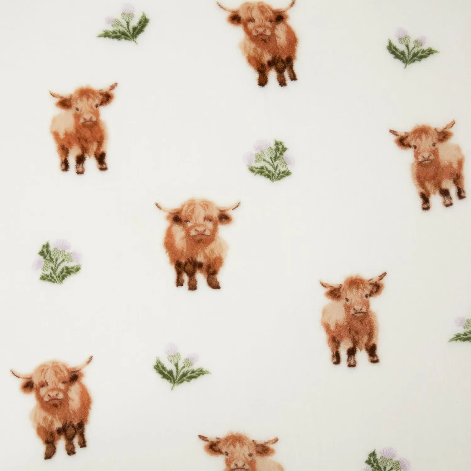 Hattie Highland Cow Printed Fleece Throw - Natural alternate view