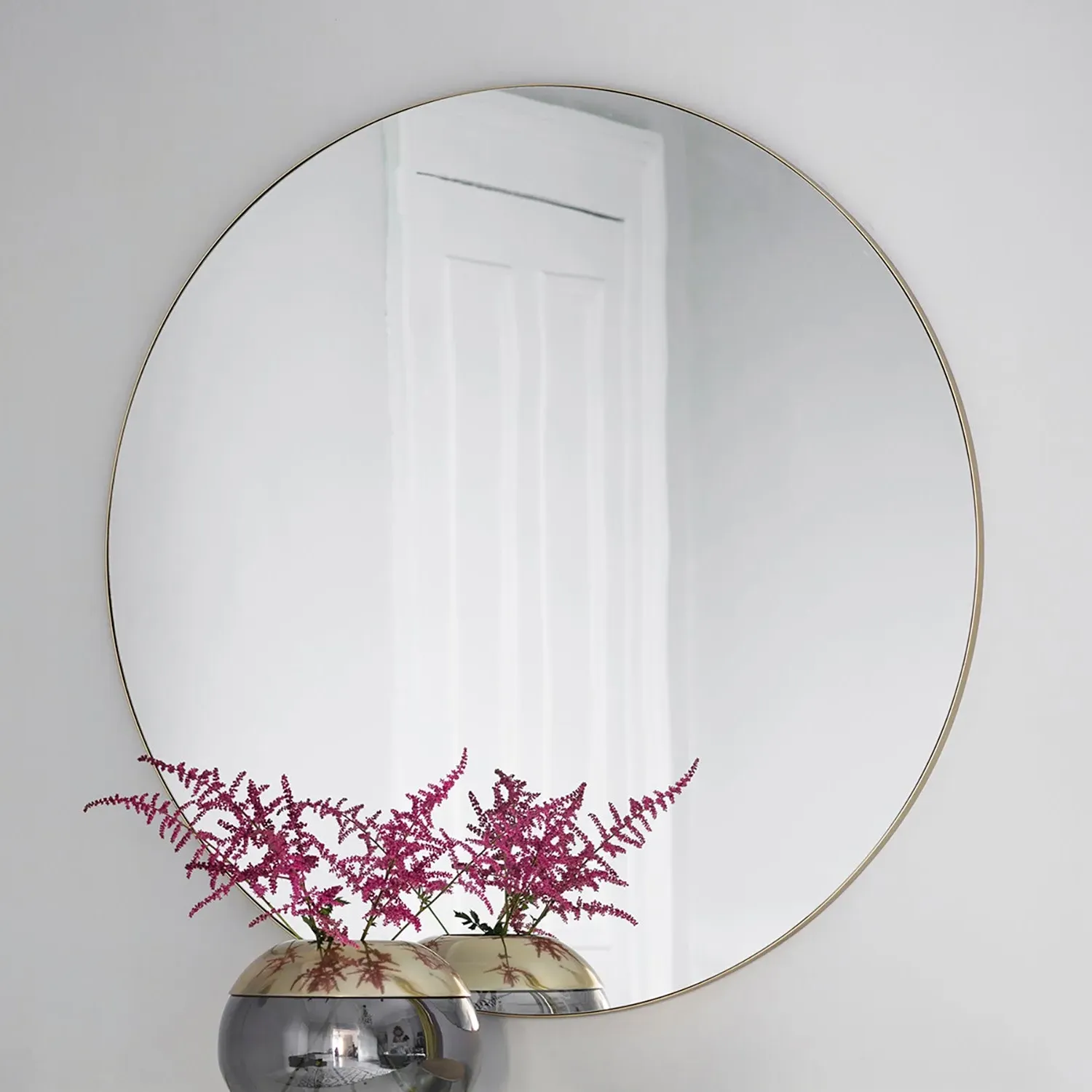 Round Wall Mirror - Champagne, Metal Frame by Julian Charles, image 2