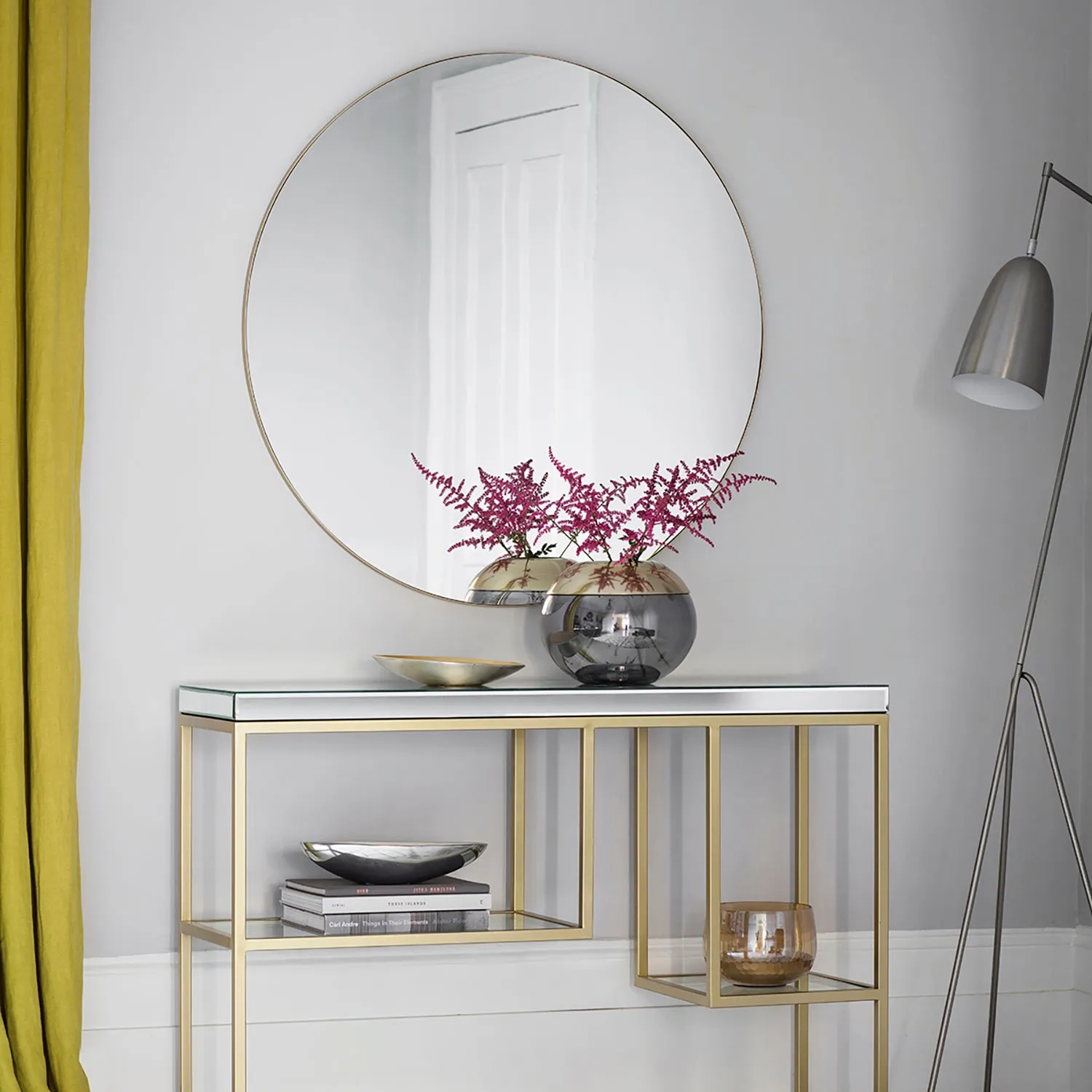 Round Wall Mirror - Champagne, Metal Frame by Julian Charles