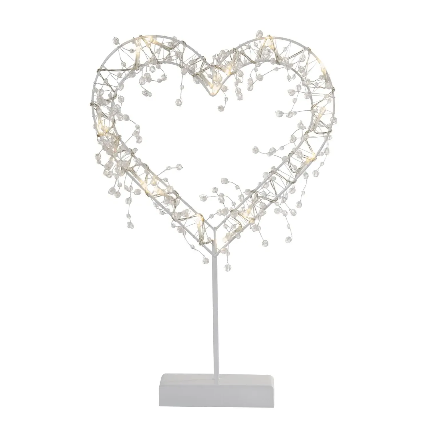 Heart LED Light Battery Powered - White, Steel