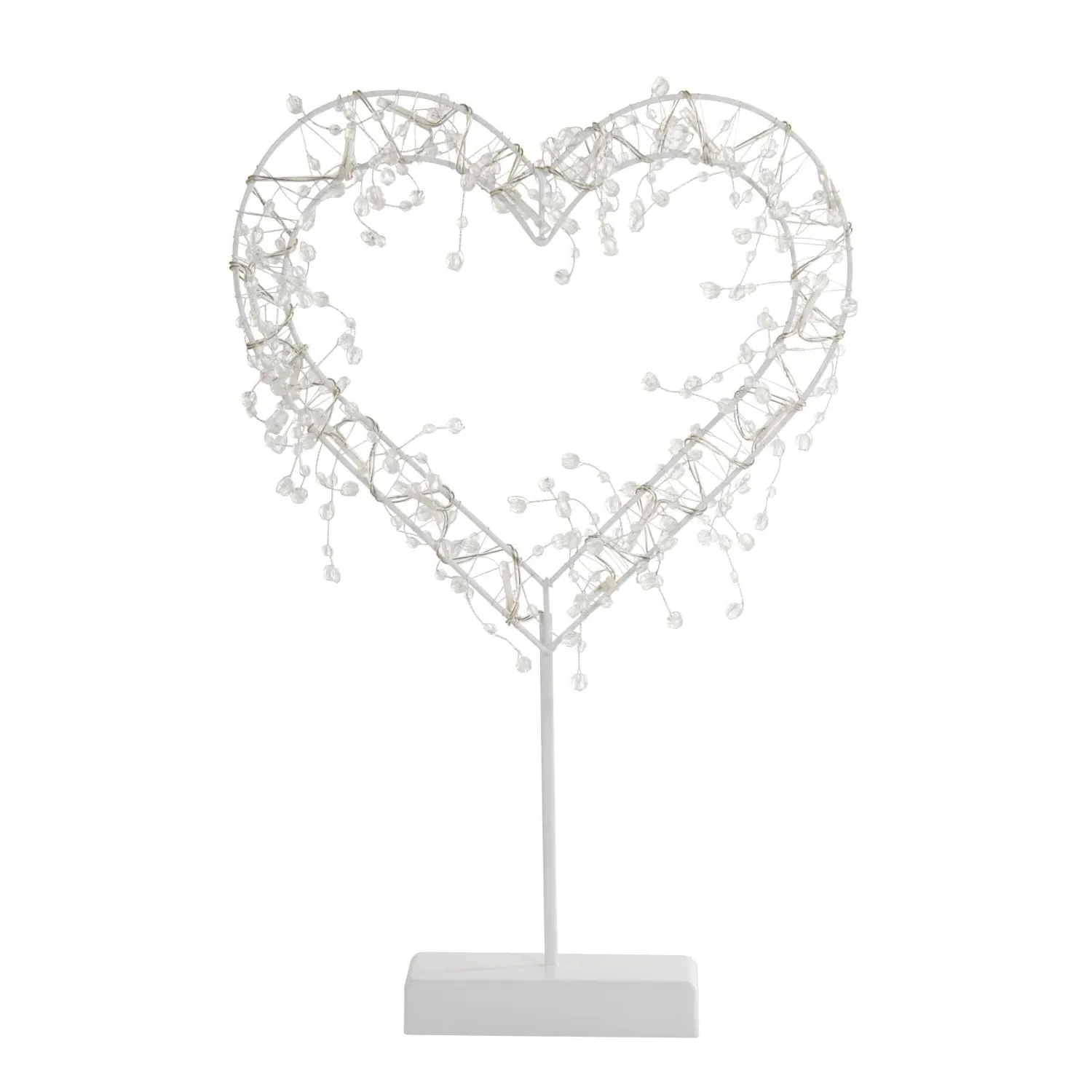 Heart LED Light Battery Powered - White, Steel image