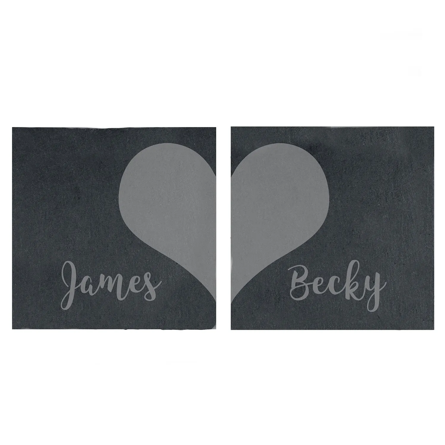 Heart Slate Coaster Set Personalised - Black