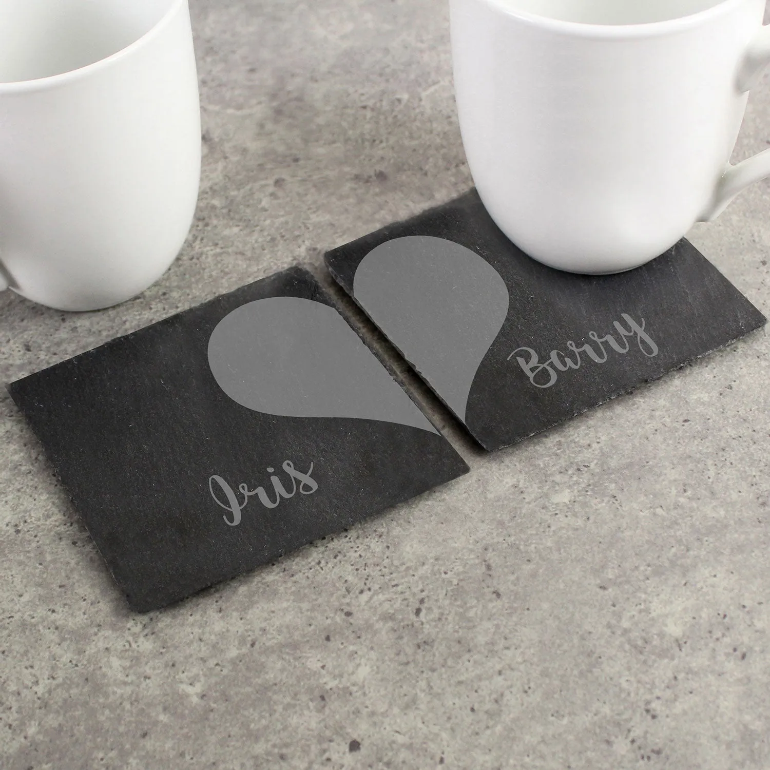 Heart Slate Coaster Set Personalised - Black image