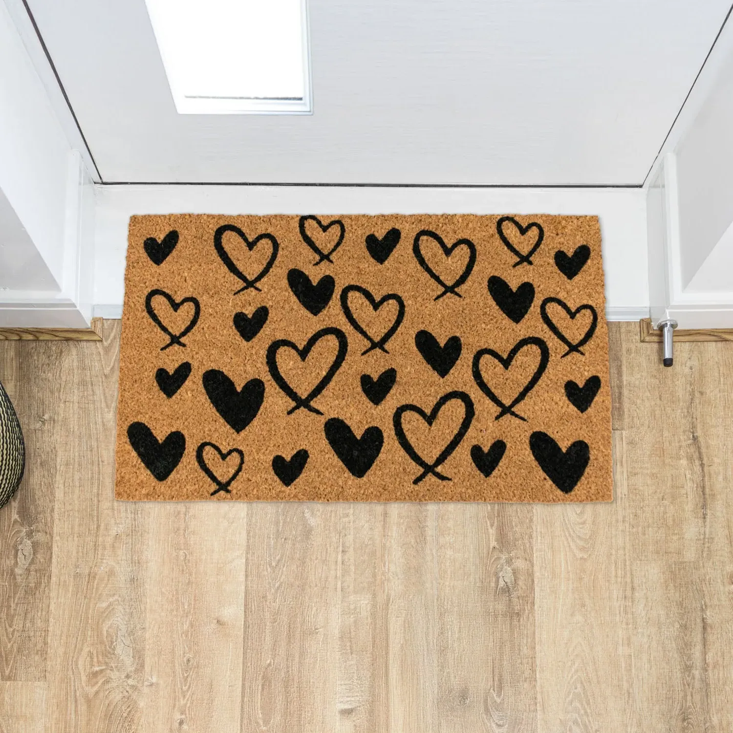 Hearts Latex Backed Coir Entrance Doormat - Brown product