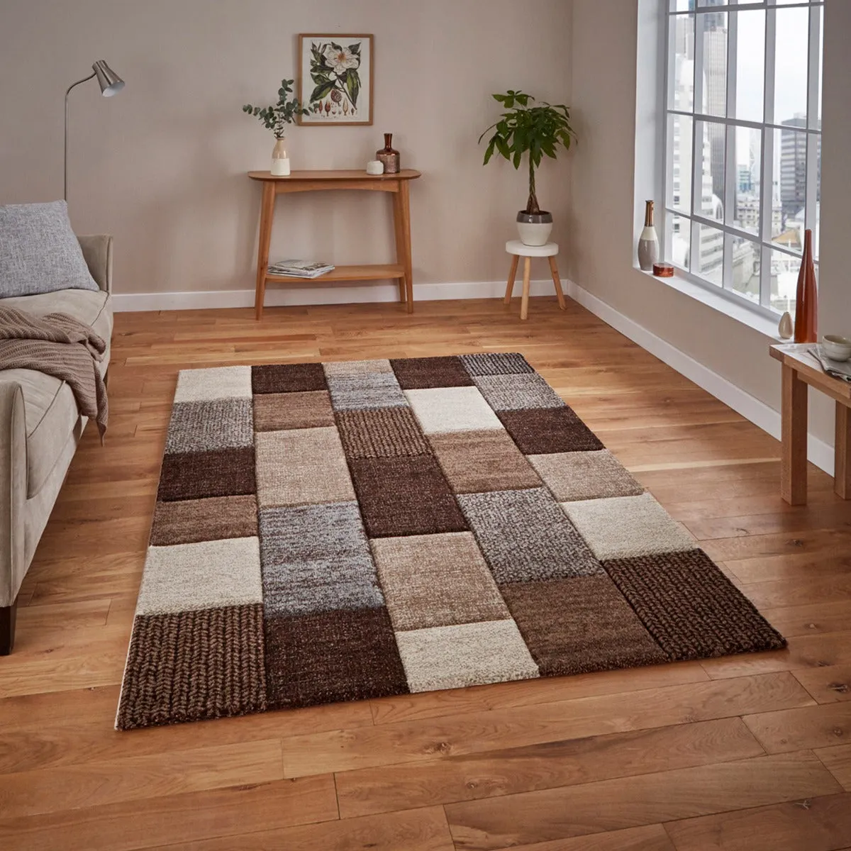 Heat Set Frieze Rug - Brown, Polypropylene