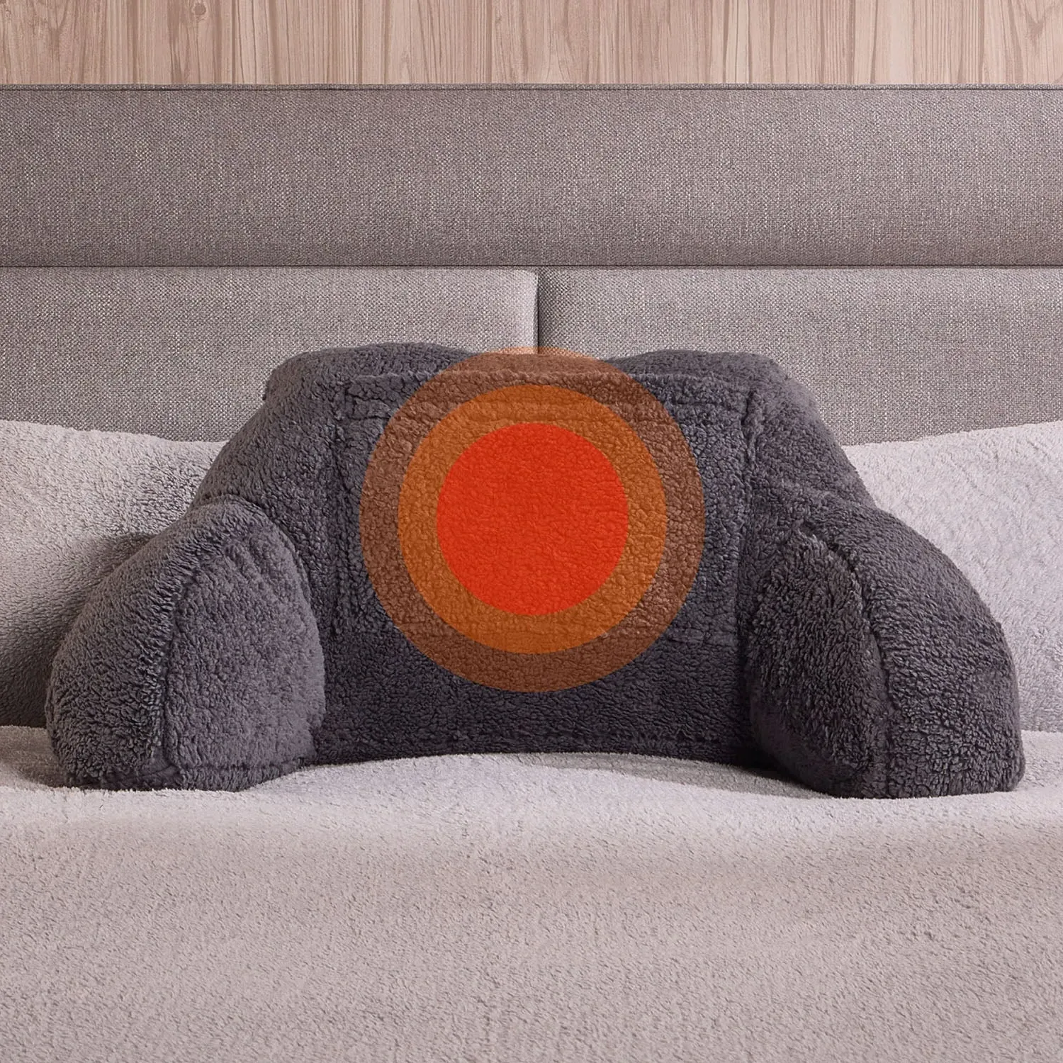 Heated Cuddle Cushion with Pocket - Grey, Fleece