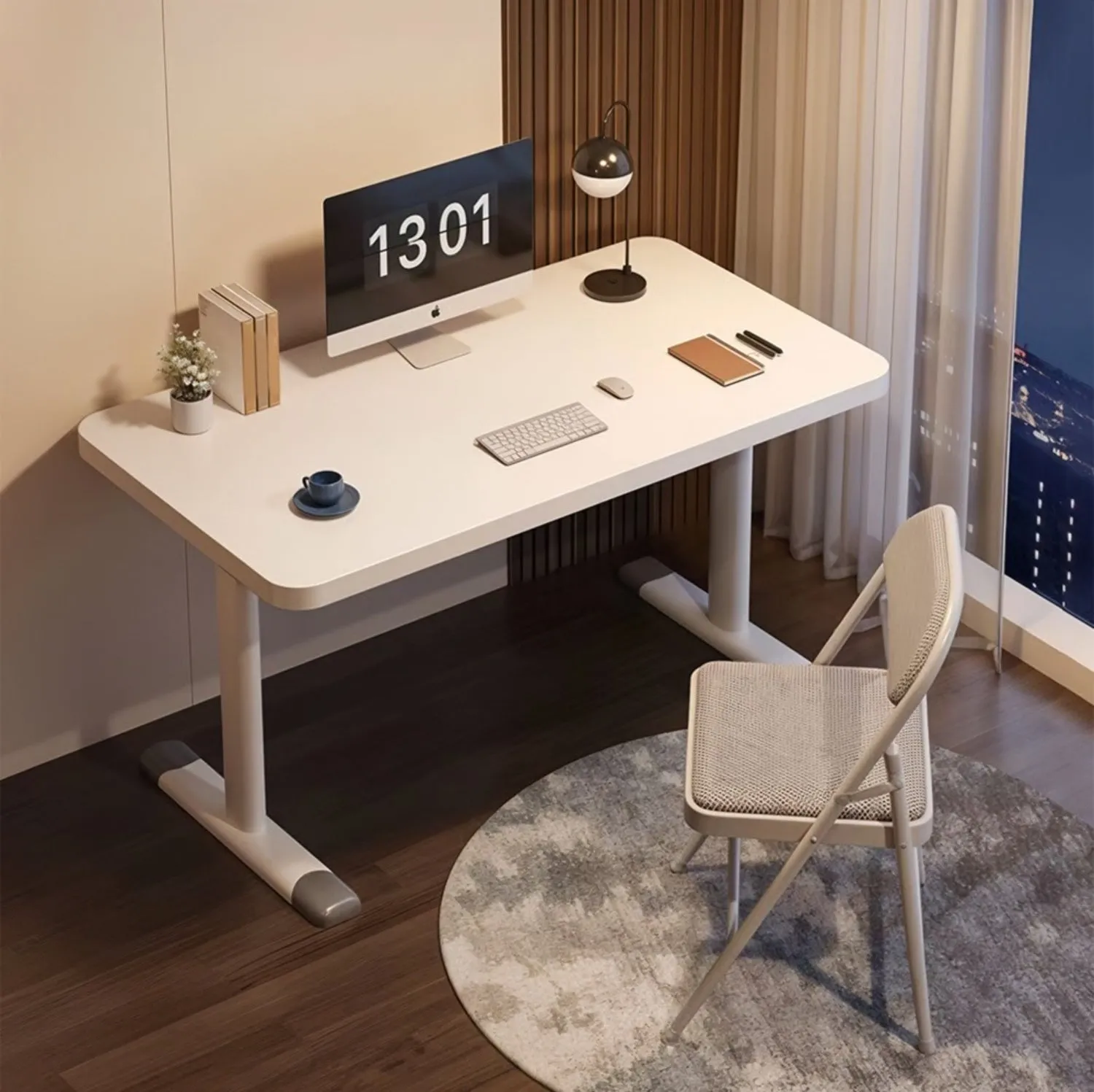 Height Adjustable Office Desk 100cm - White, MDF product