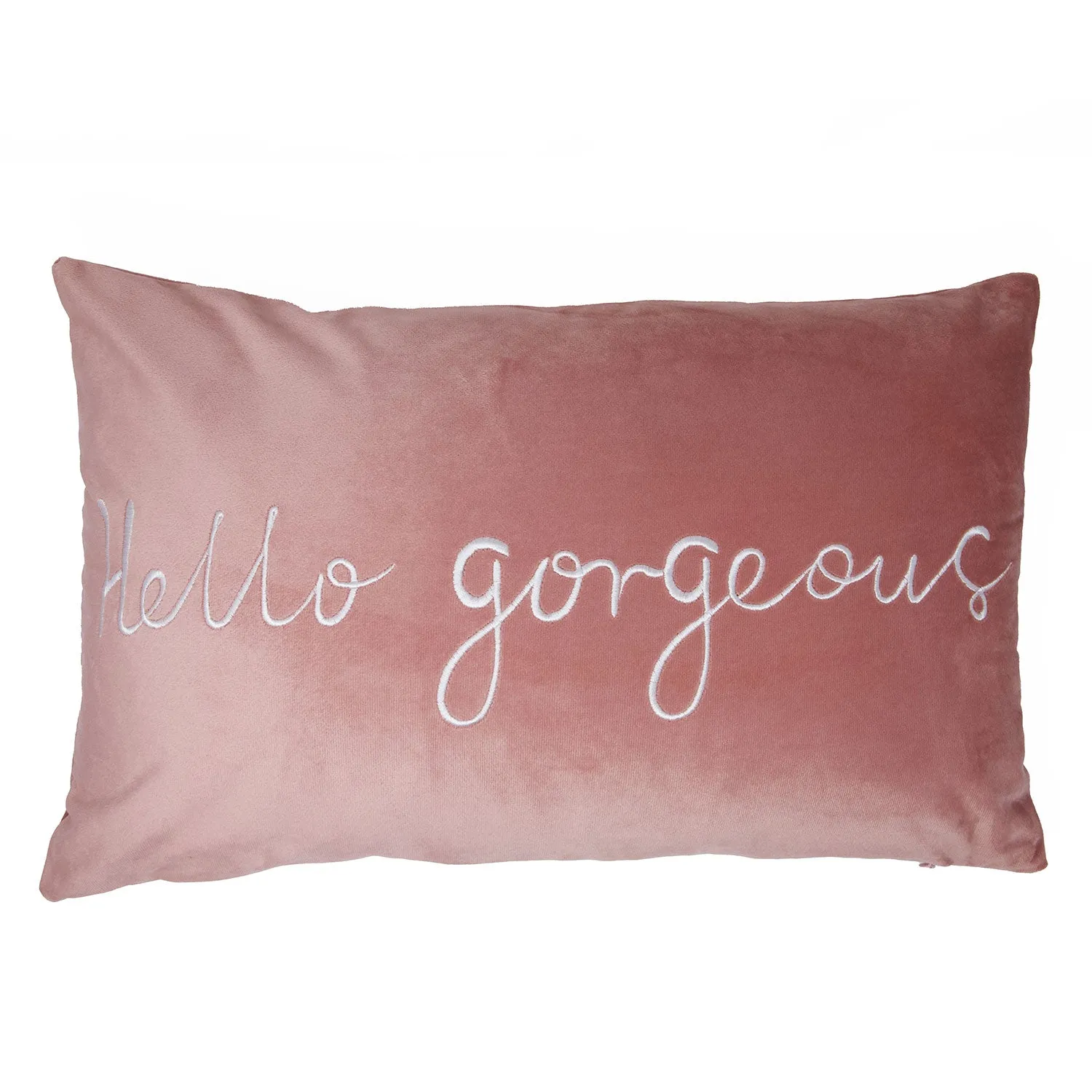 Hello Gorgeous Embroidered Cushion - Blush Pink, Velvet product