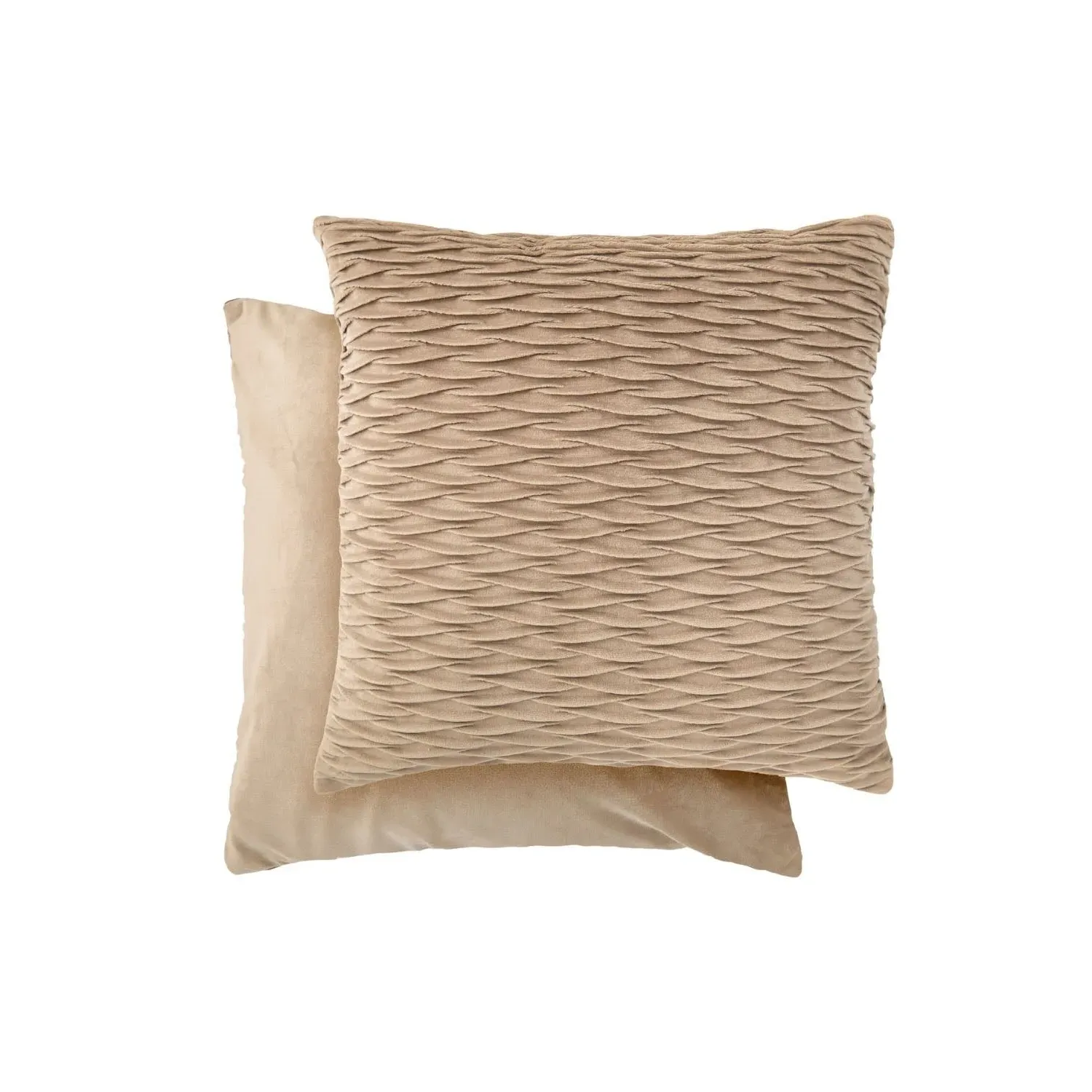 Henley Stone Pleated Touch Velvet Cushion Covers Pair - Natural product