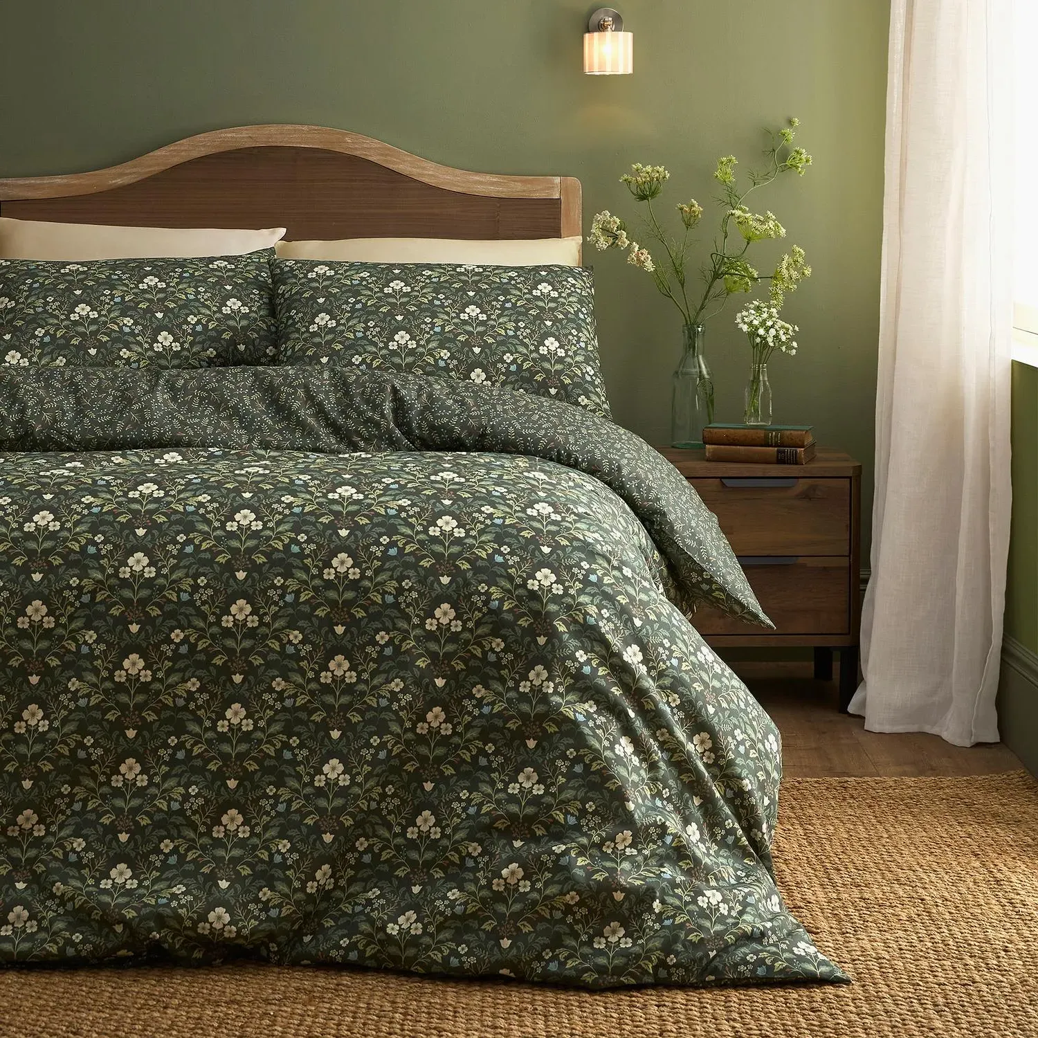 Heritage Floral Single Reversible Duvet Set - Green, Polycotton product
