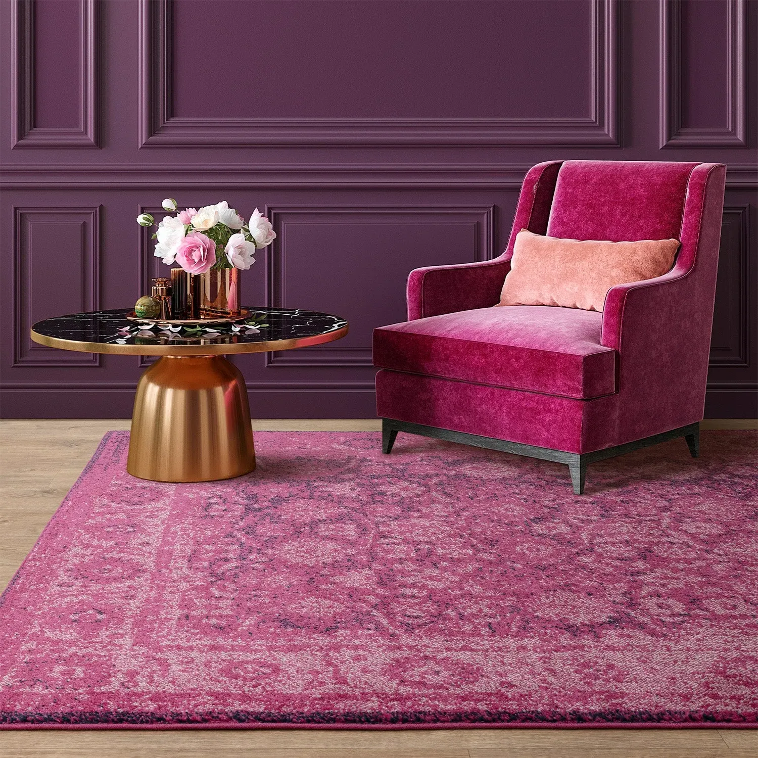 Heritage Rug with Vibrant Design - Pink