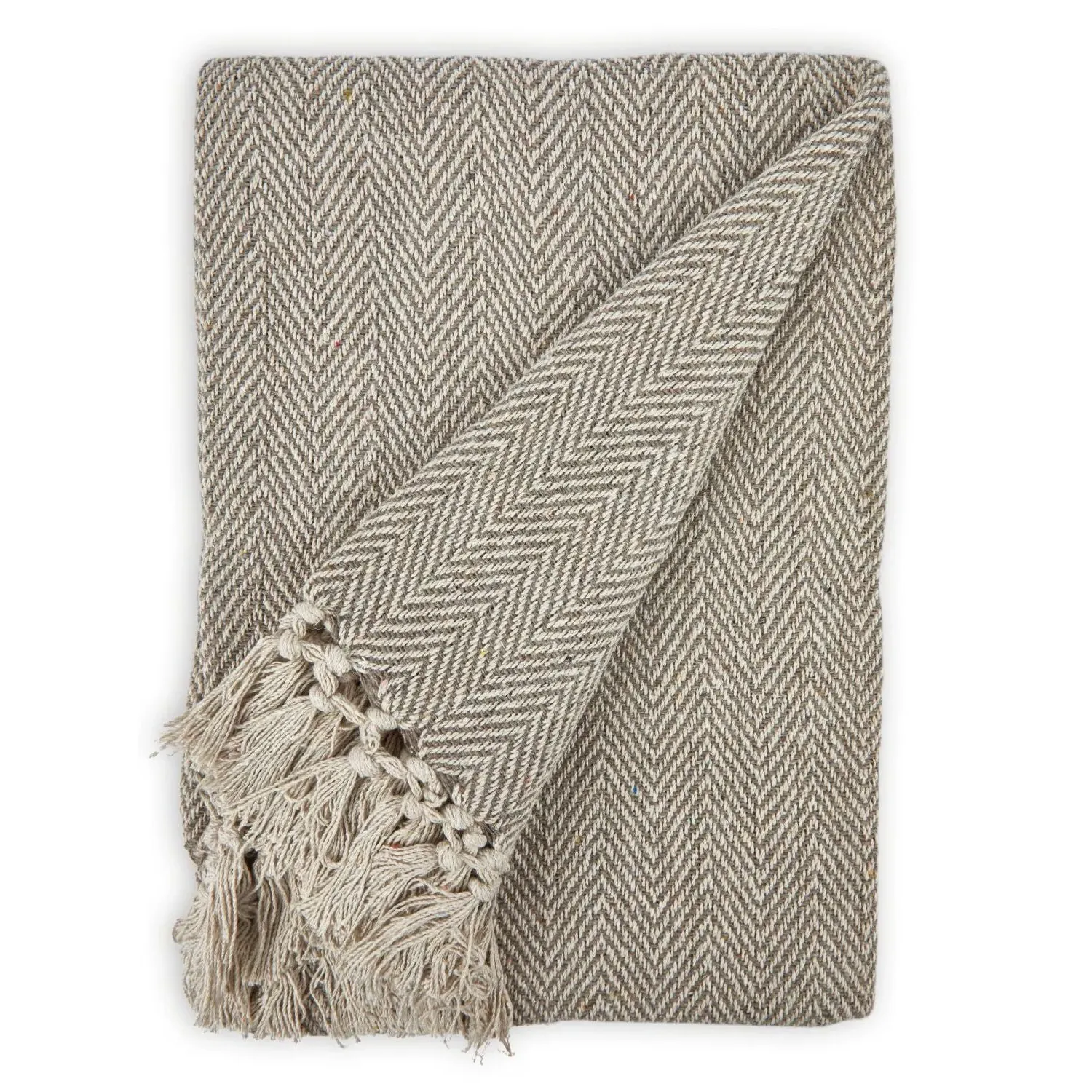 Herringbone Recycled Cotton Throw - Cream product