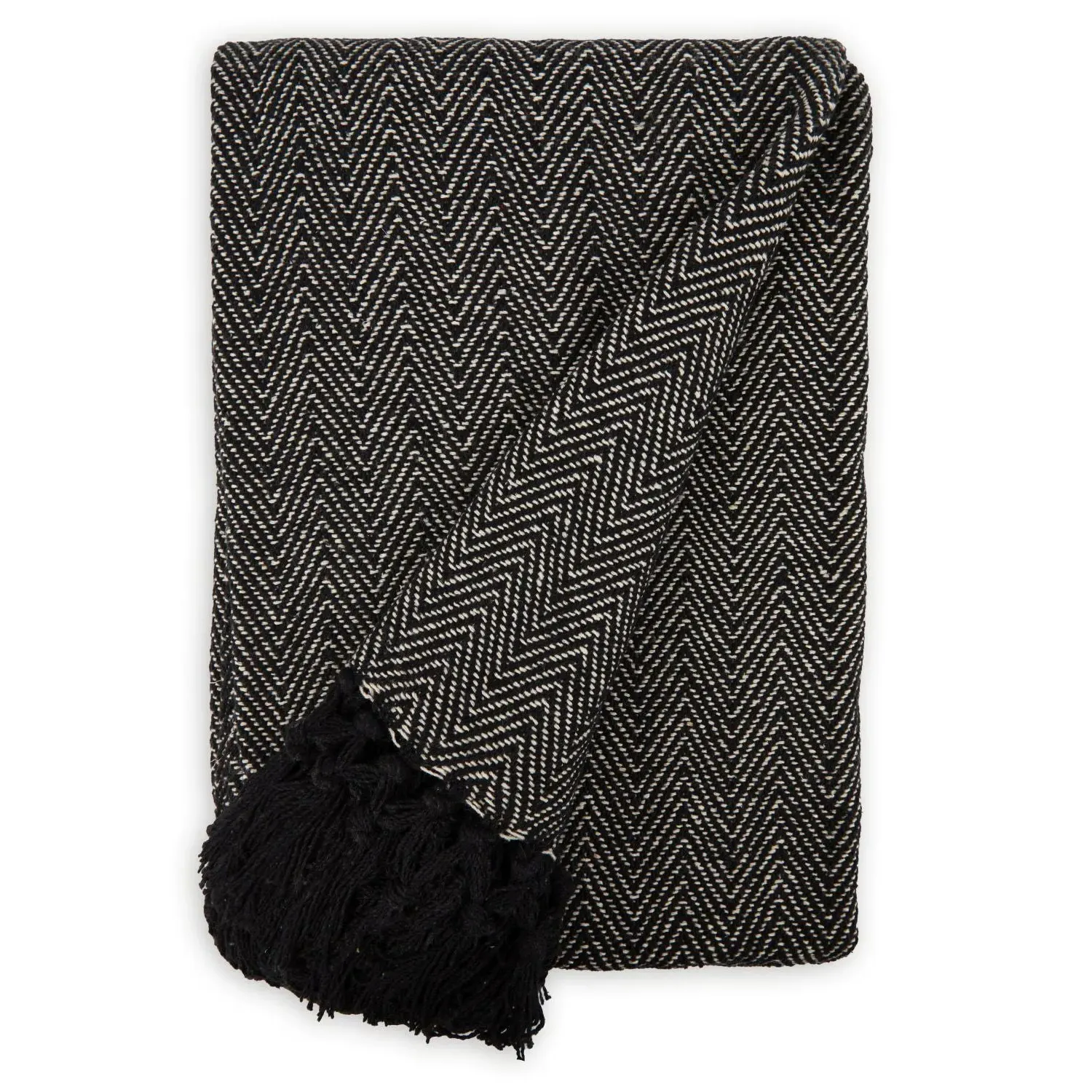 Herringbone Throw - Black, Recycled Cotton product
