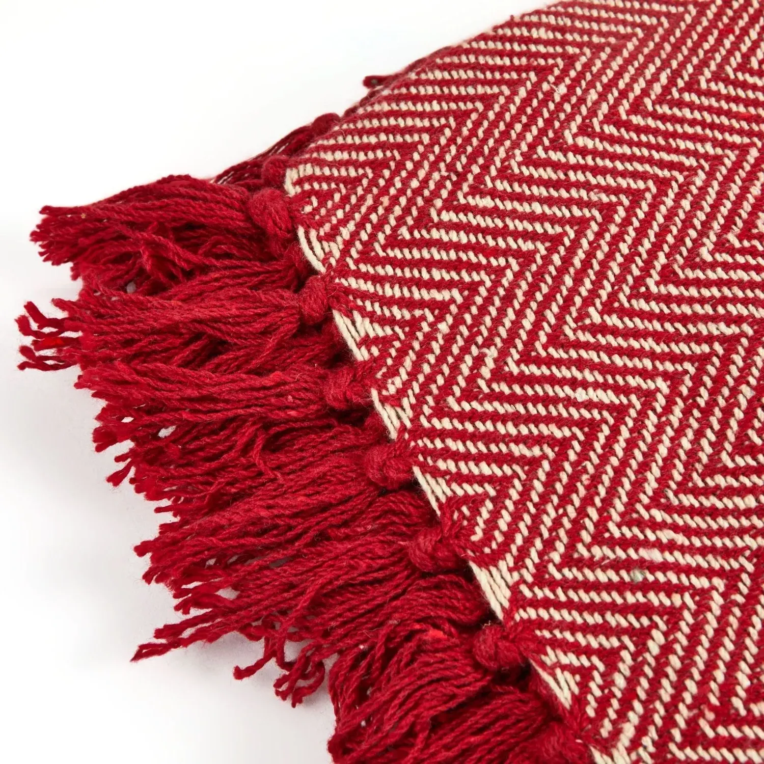 Herringbone Throw - Red, Recycled Cotton alternate view