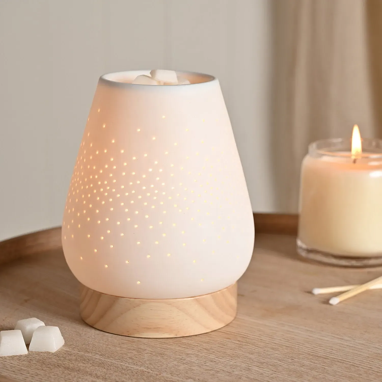 Hestia Tapered Aroma Lamp - White, Ceramic product
