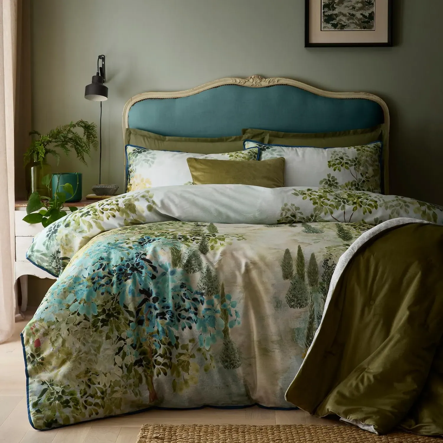 Hidden Garden Double Duvet Set - Green, Cotton Sateen alternate view
