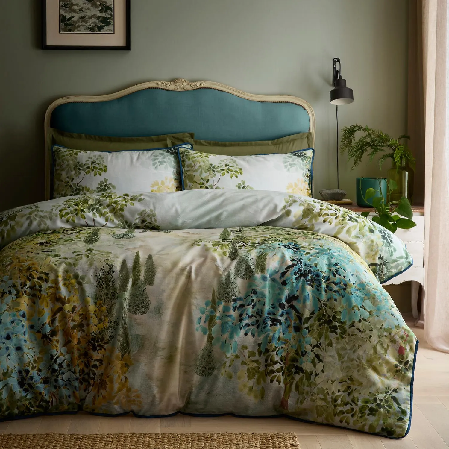 Hidden Garden Double Duvet Set - Green, Cotton Sateen product